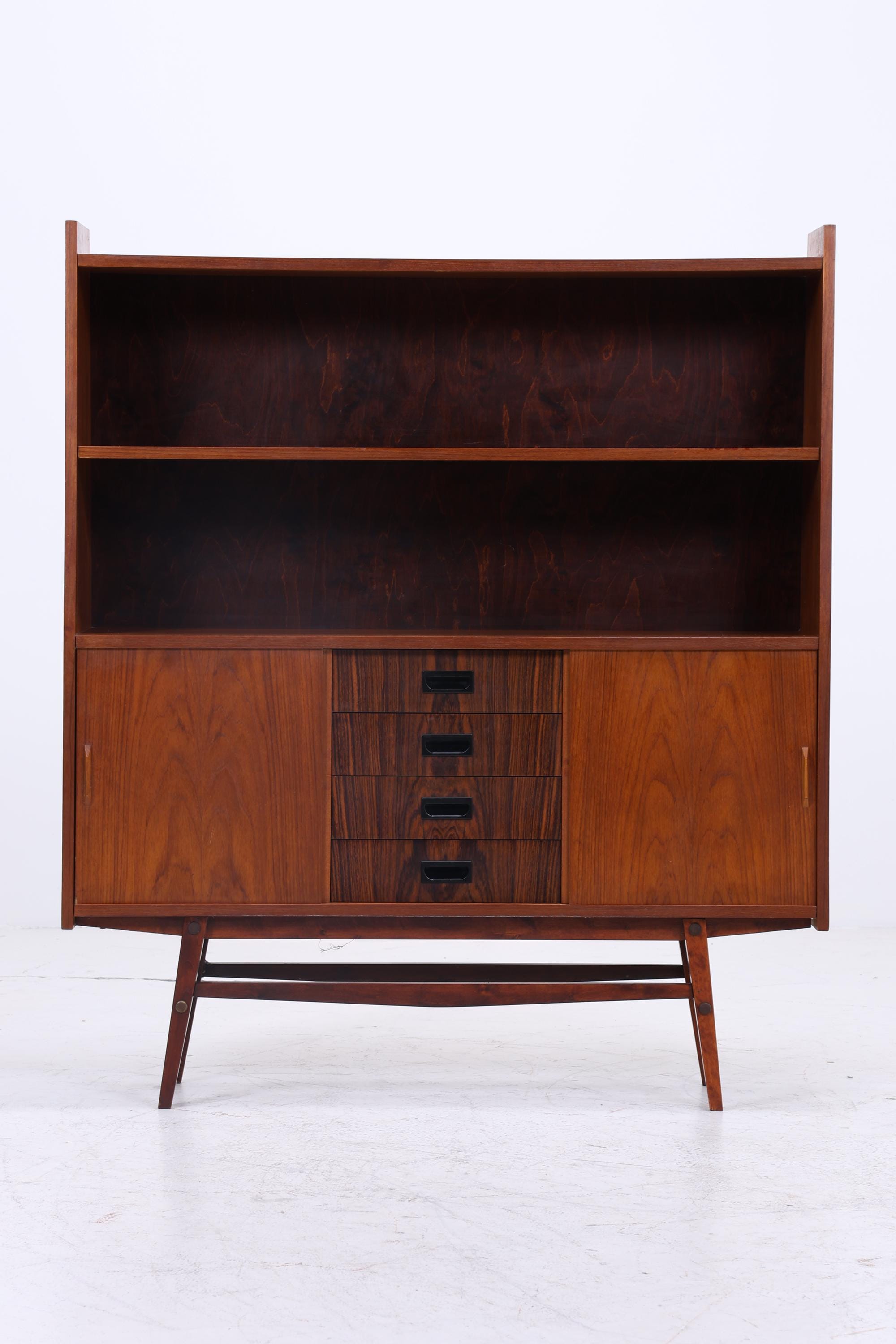 Vintage Teak Regalschrank | Mid Century Regal | 60er Retro Bücherregal Holz Aufbewahrung Palisander