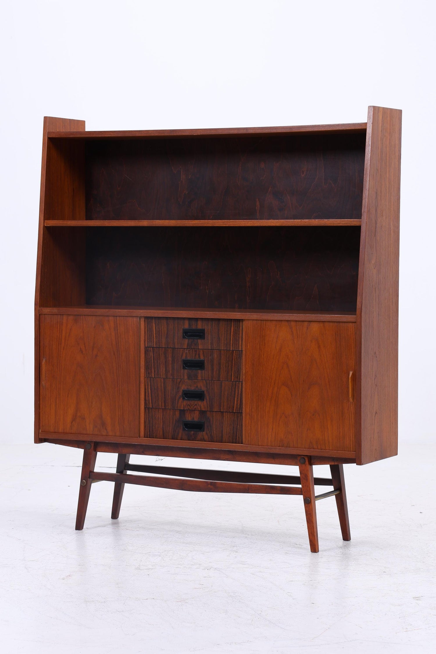 Vintage Teak Regalschrank | Mid Century Regal | 60er Retro Bücherregal Holz Aufbewahrung Palisander
