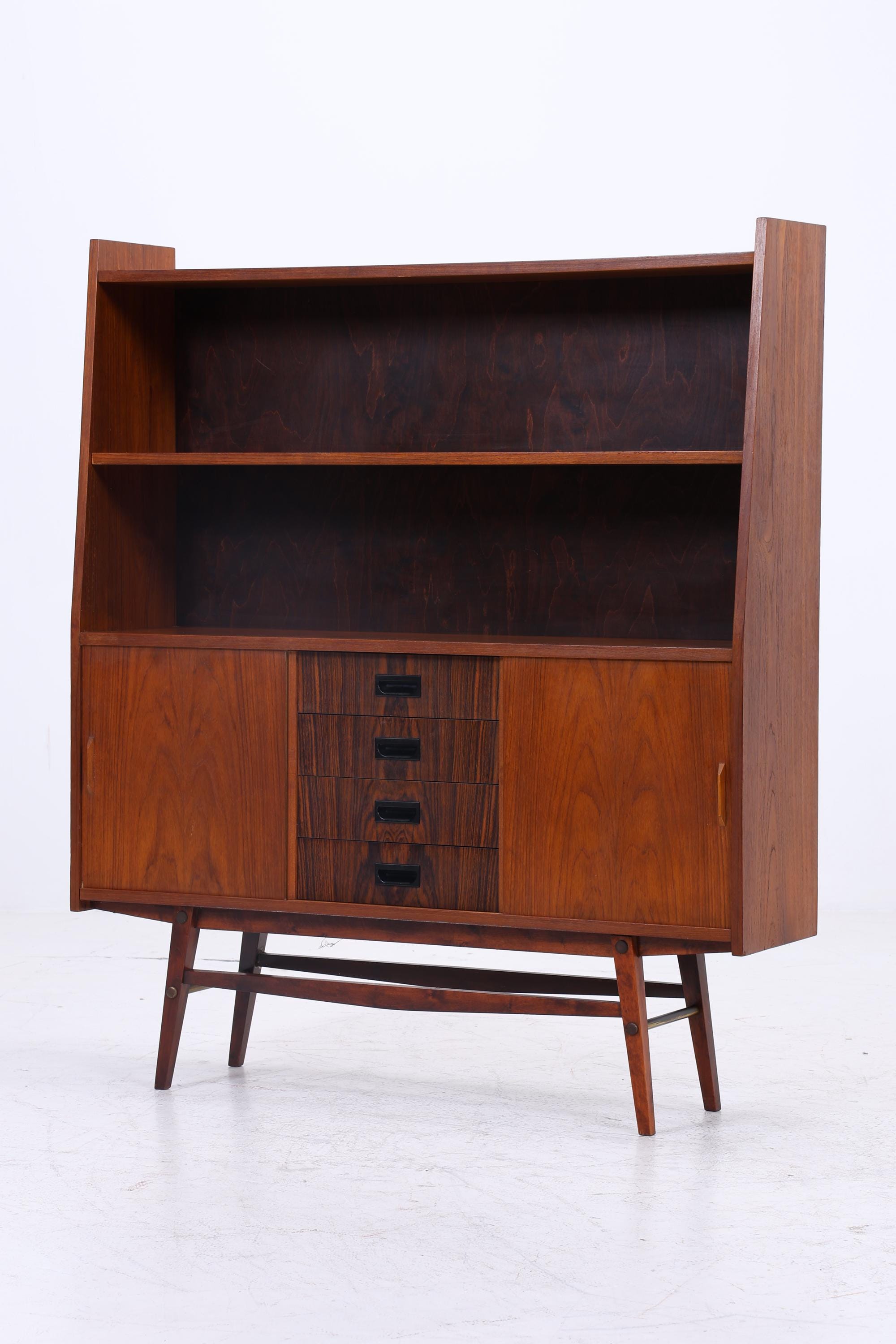 Vintage Teak Regalschrank | Mid Century Regal | 60er Retro Bücherregal Holz Aufbewahrung Palisander