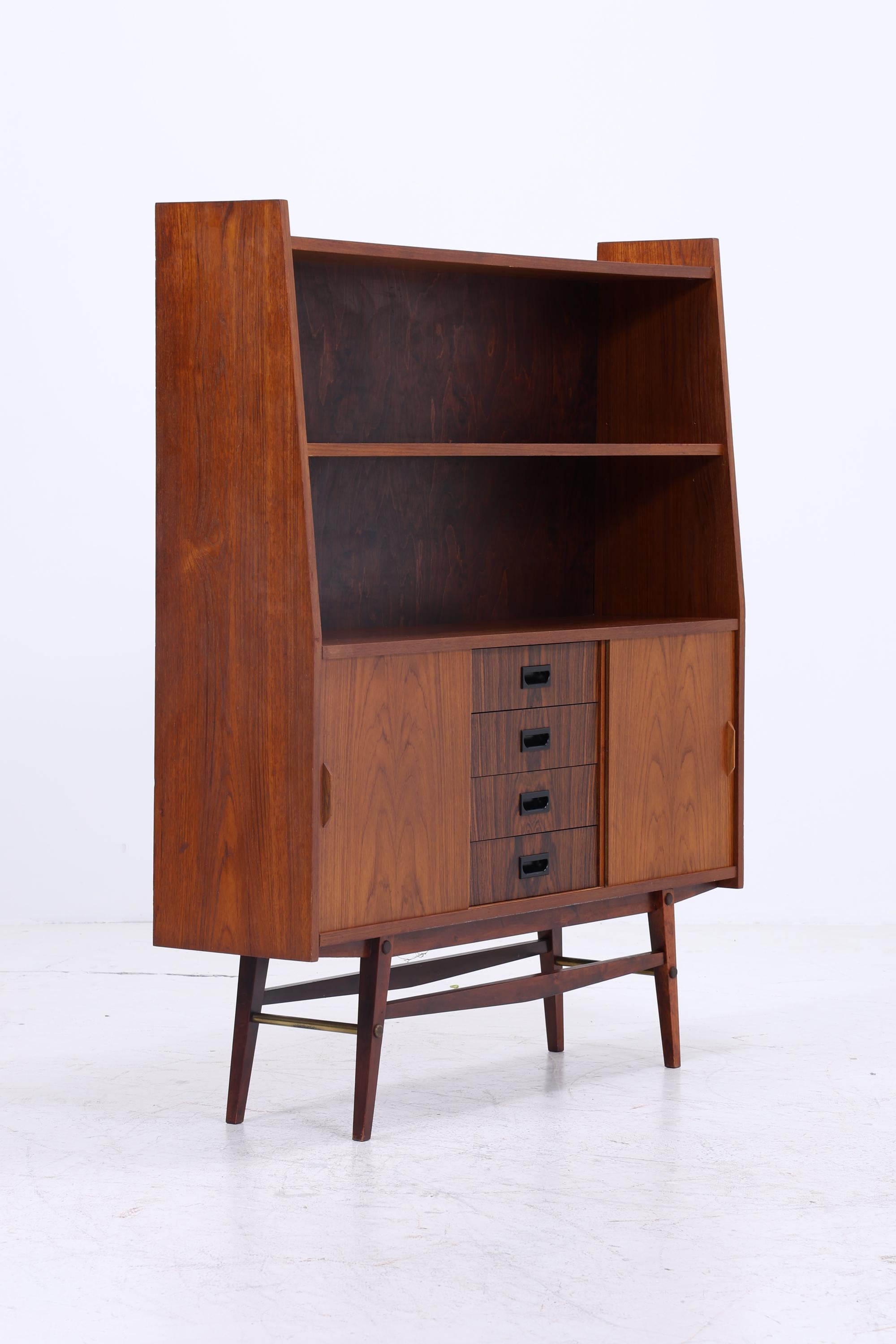 Vintage Teak Regalschrank | Mid Century Regal | 60er Retro Bücherregal Holz Aufbewahrung Palisander