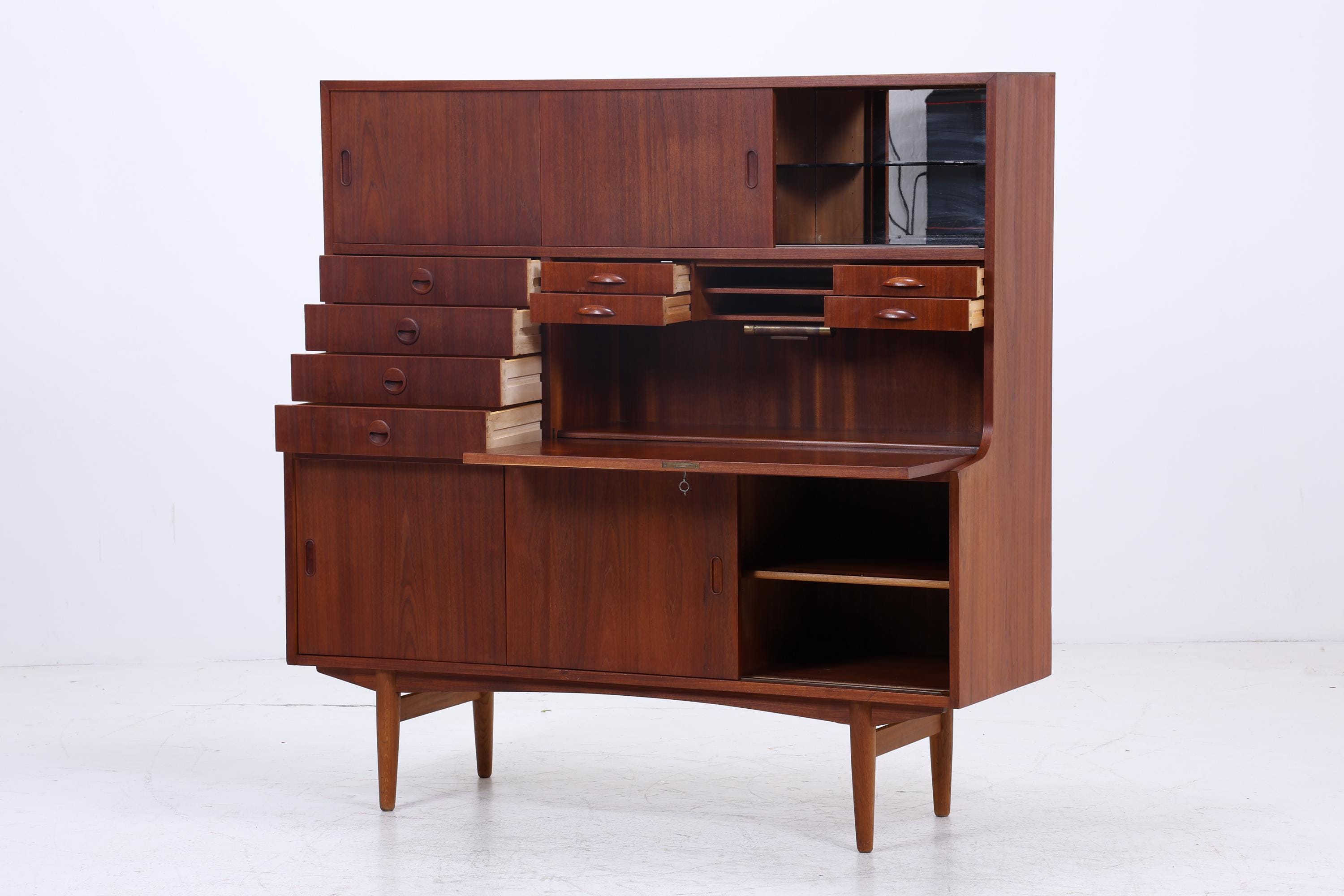 Vintage Teak Regalschrank | Mid Century Schrank Highboard | 60er Barschrank Holz Aufbewahrung