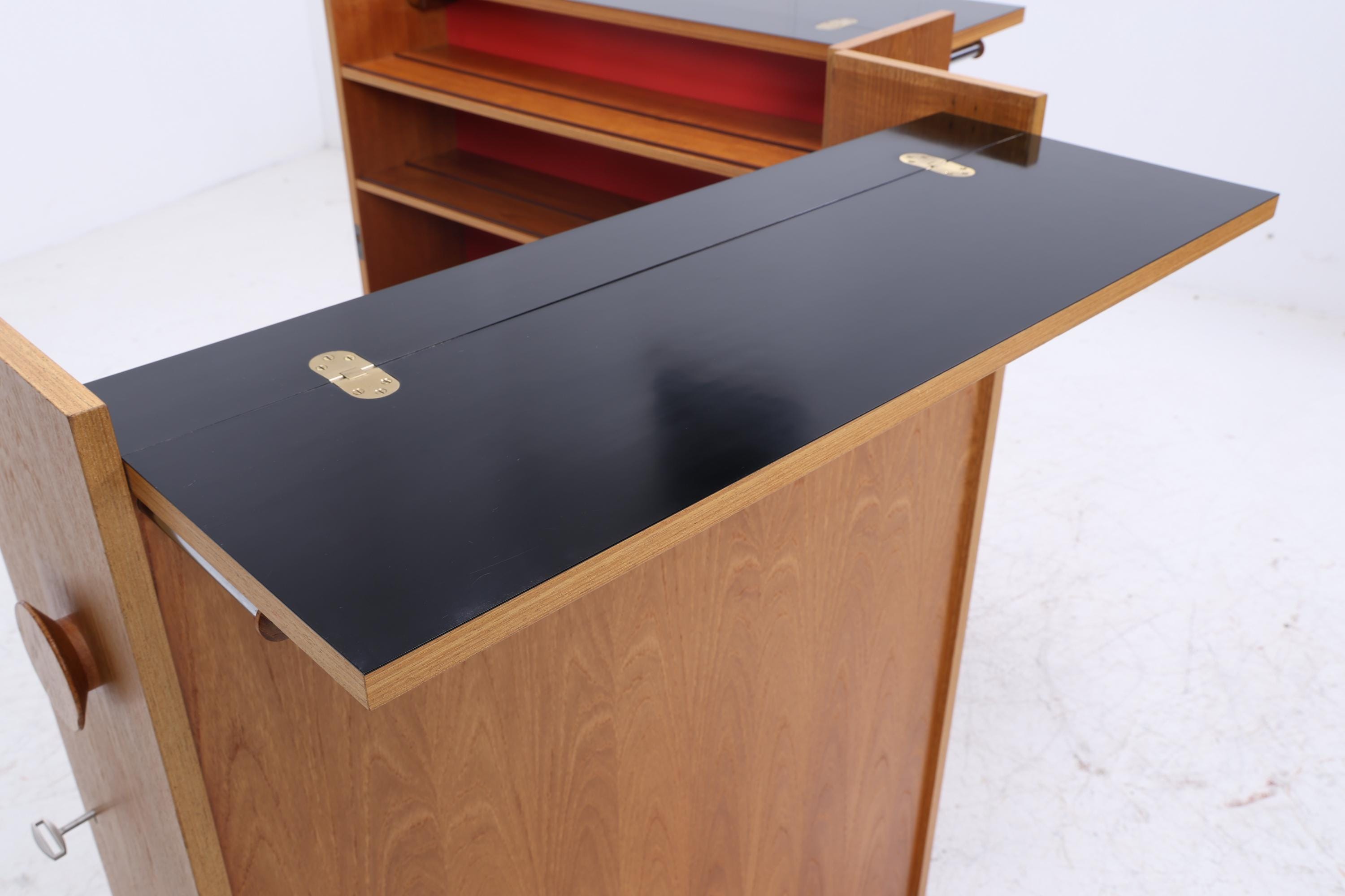 Klappbarer Vintage Teak Barschrank von Johannes Andersen | Mid Century Bar | 60er Retro Rollbar Holz Aufbewahrung Kommode