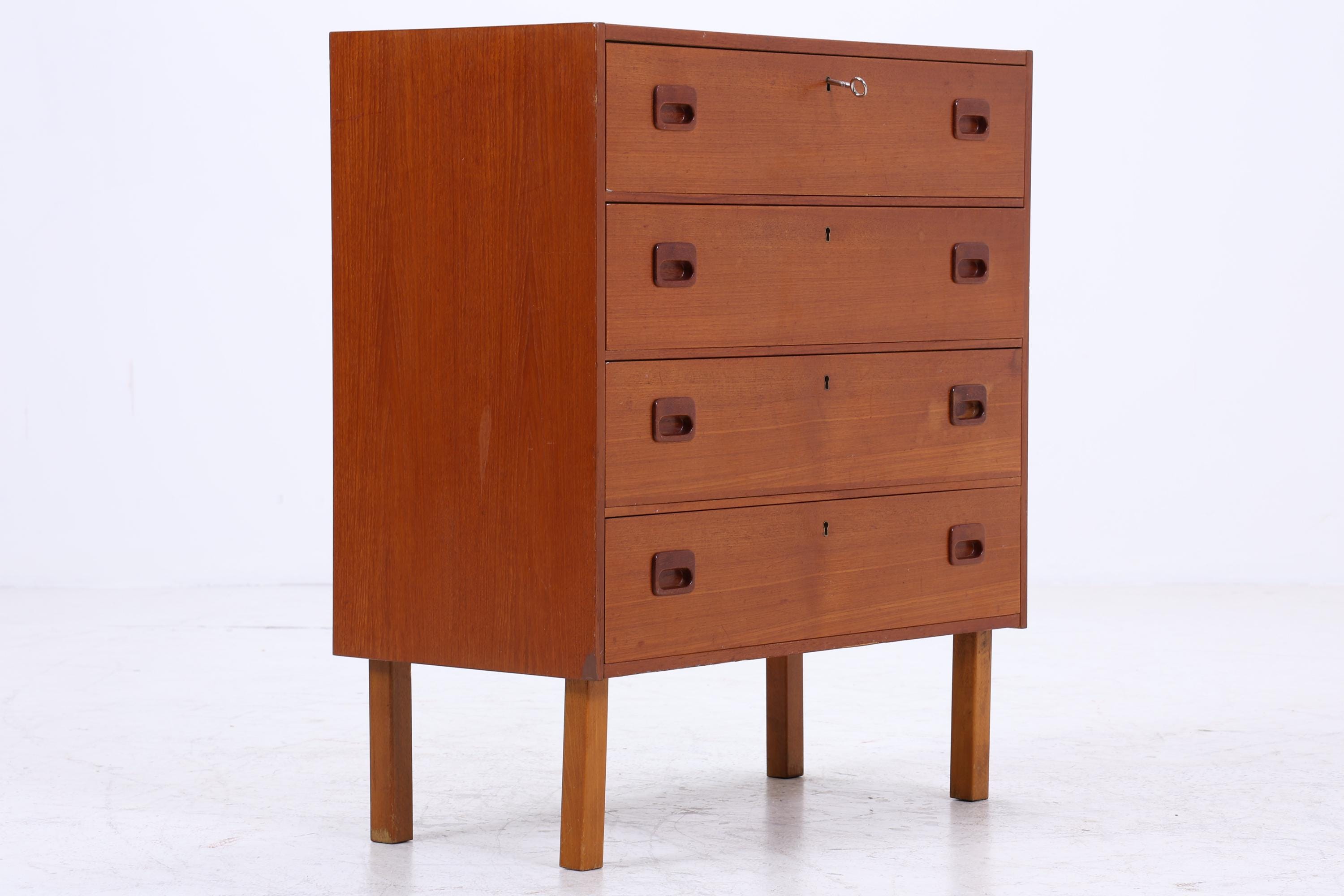 Vintage Teak Schubladen Kommode | Mid Century Schrank Holz Aufbewahrung 60er Jahre Herrenkommode