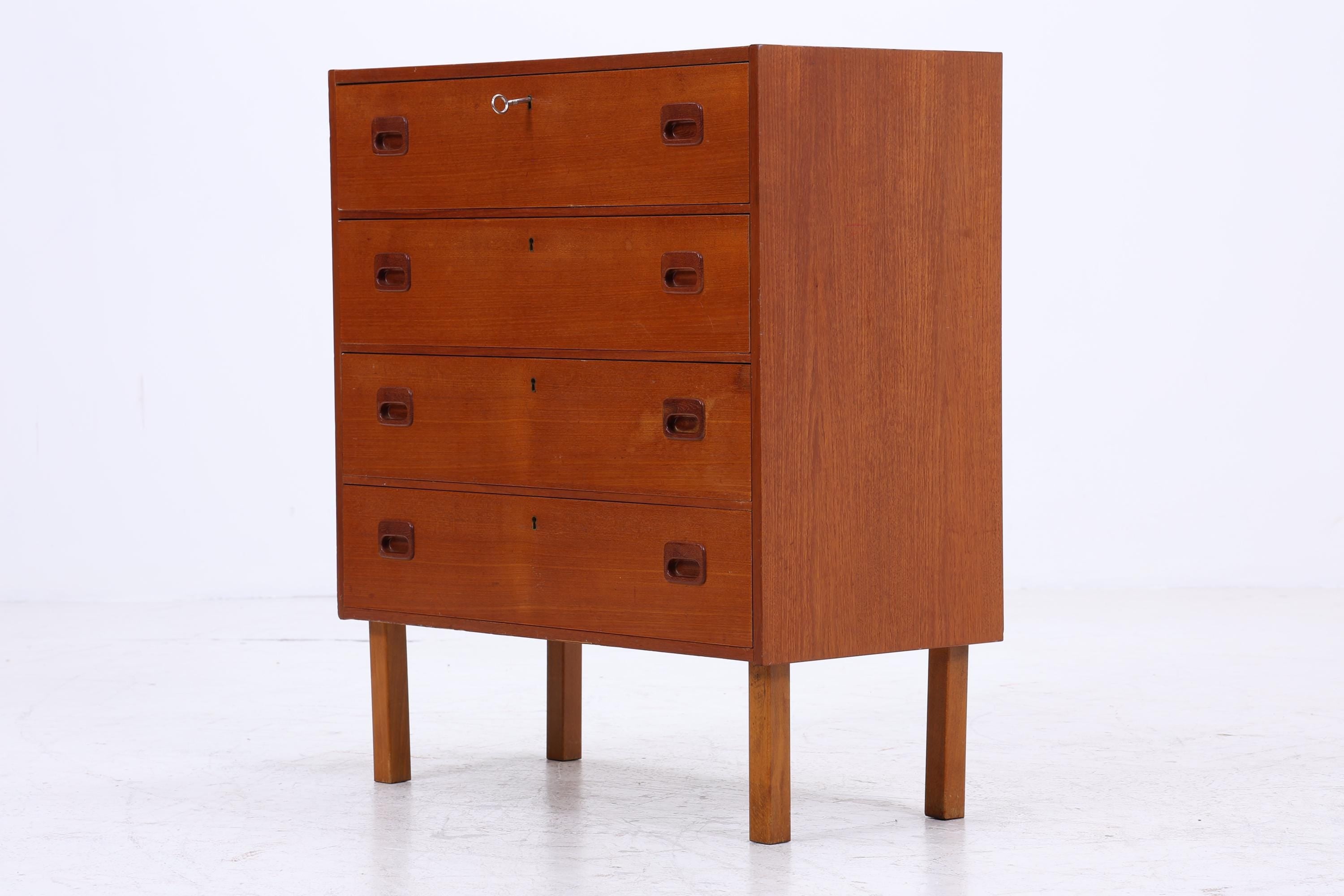 Vintage Teak Schubladen Kommode | Mid Century Schrank Holz Aufbewahrung 60er Jahre Herrenkommode