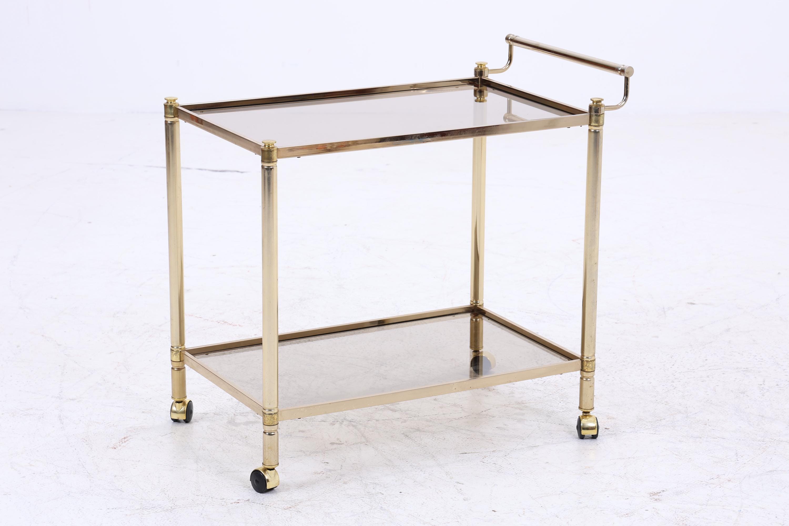 Vintage Glas Servierwagen aus den 60ern | Mid Century Tisch Telefontisch Beistelltisch Retro