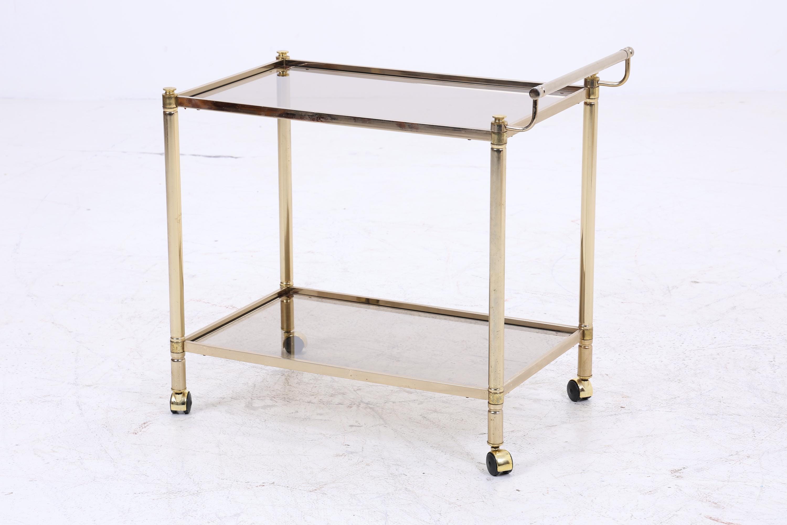 Vintage Glas Servierwagen aus den 60ern | Mid Century Tisch Telefontisch Beistelltisch Retro