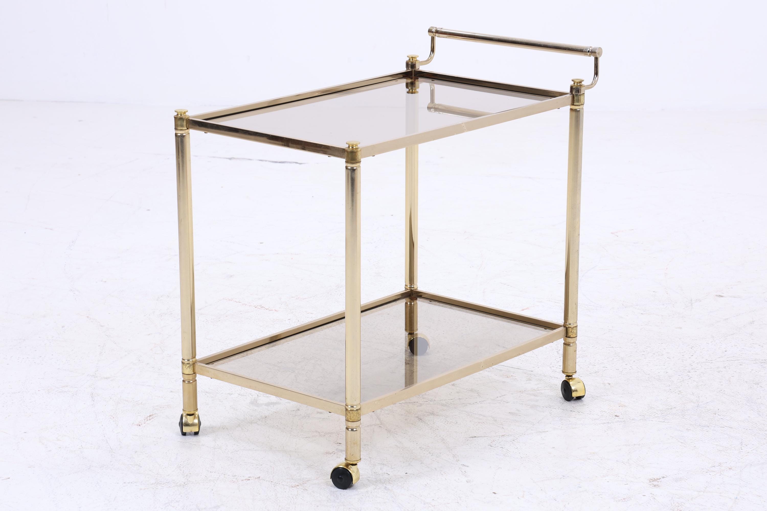 Vintage Glas Servierwagen aus den 60ern | Mid Century Tisch Telefontisch Beistelltisch Retro