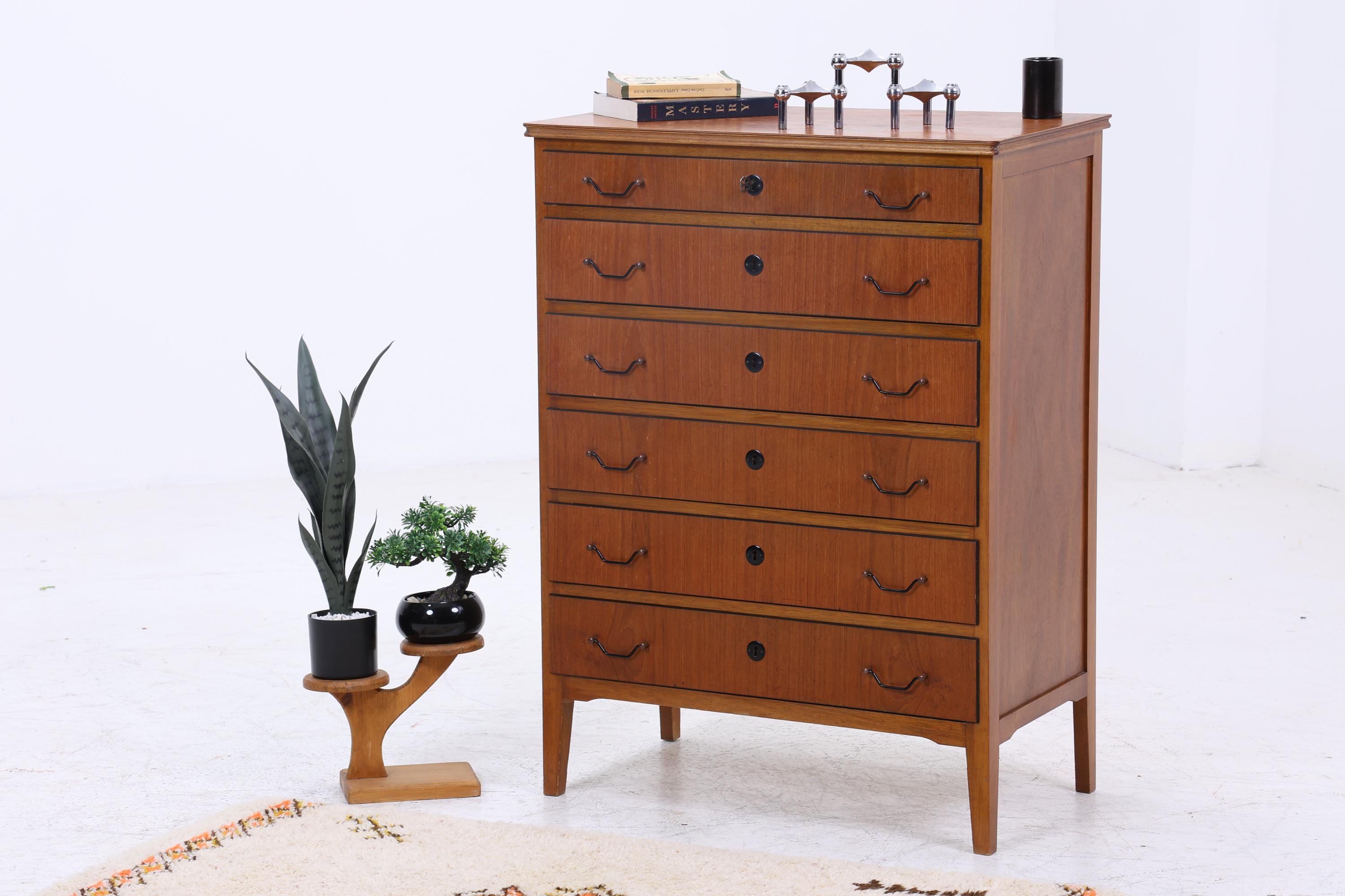 Vintage Teak Kommode | Mid Century Schubladen Schrank Holz Aufbewahrung 60er Jahre