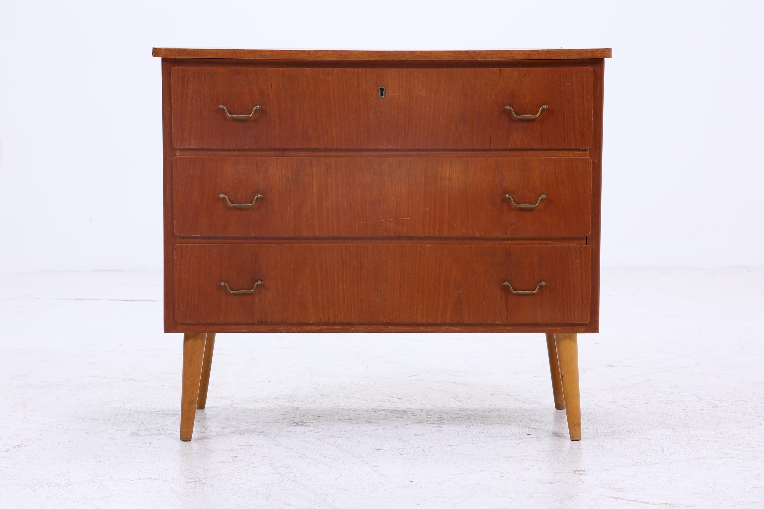 Vintage Teak Kommode | Mid Century Schubladen Schrank Holz Aufbewahrung 60er Jahre