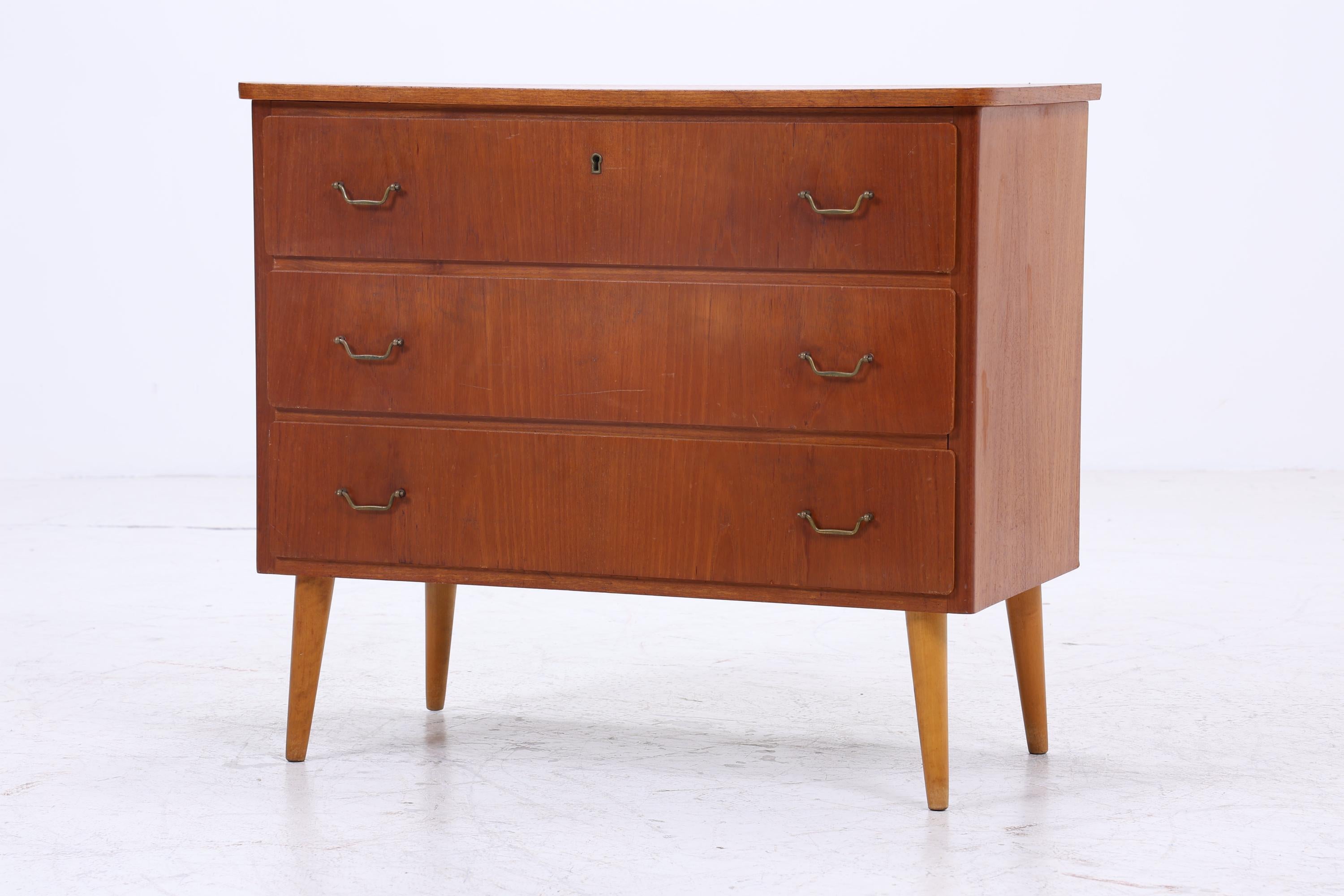 Vintage Teak Kommode | Mid Century Schubladen Schrank Holz Aufbewahrung 60er Jahre