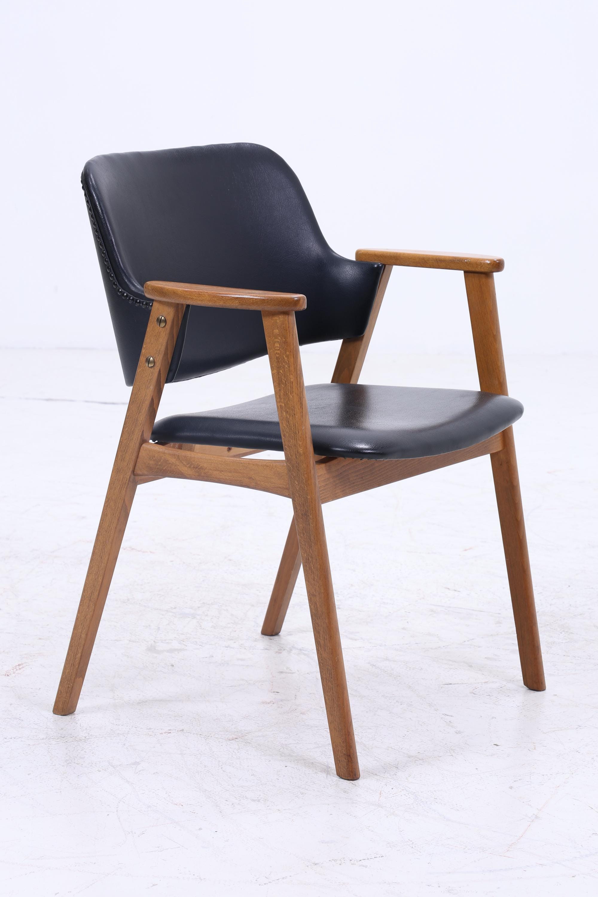 Vintage Teak Stuhl von Erik Kirkegaard für Glostrup | Mid Century Leder Stuhl 60er Jahre | Küchenstuhl