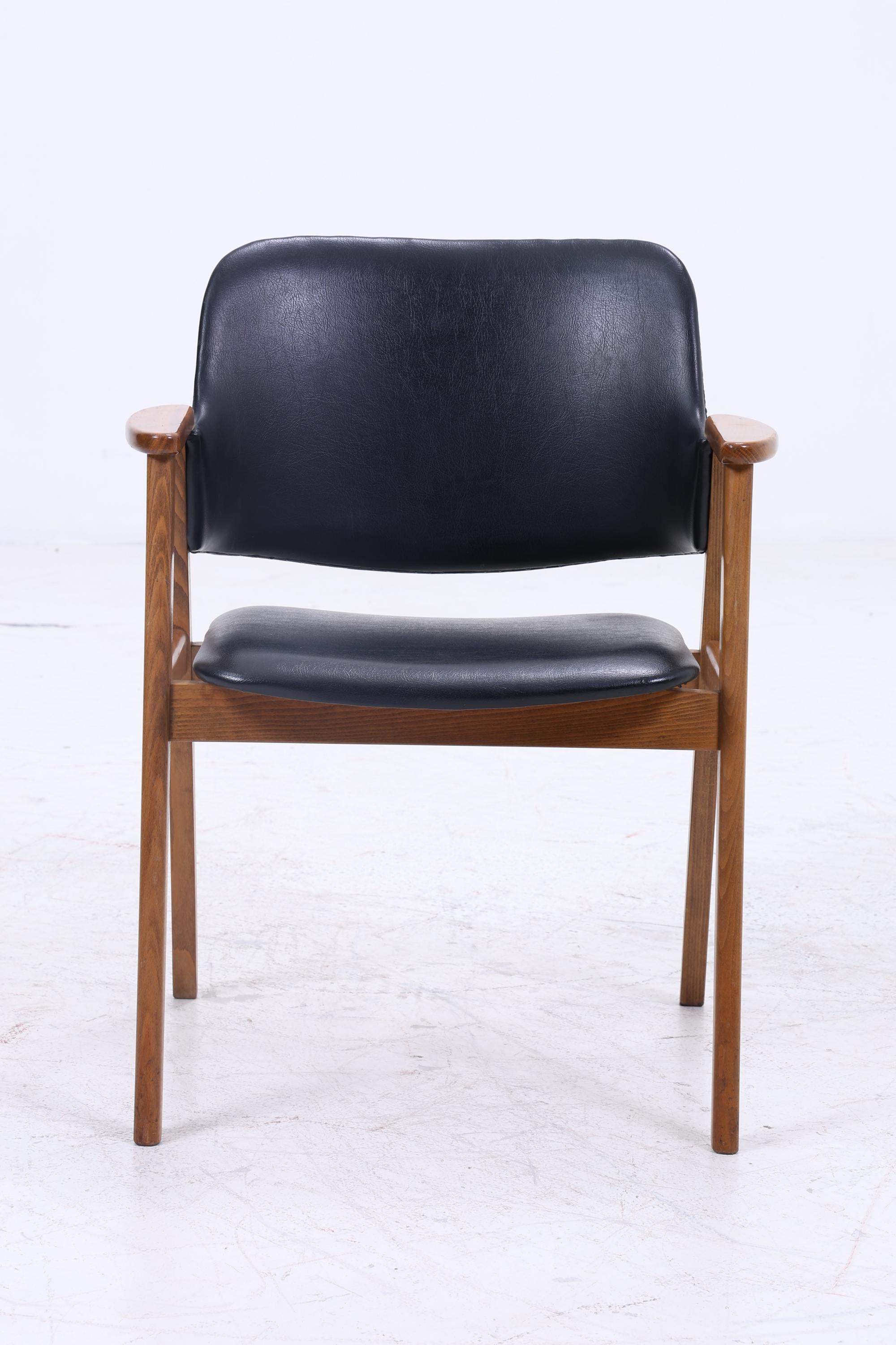 Vintage Teak Stuhl von Erik Kirkegaard für Glostrup | Mid Century Leder Stuhl 60er Jahre | Küchenstuhl