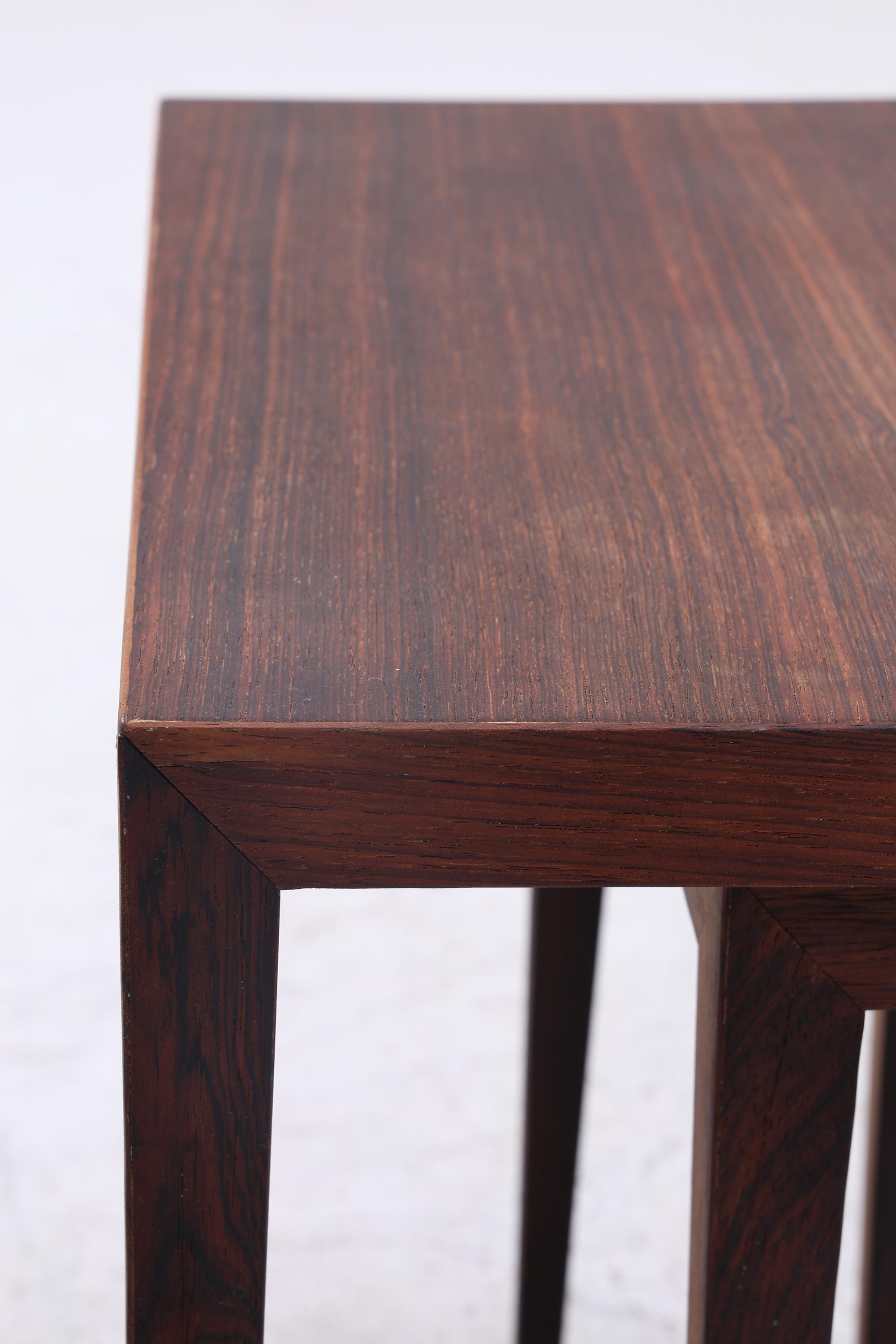 Vintage Satztische von Severin Hansen für Haslev Møbelsnedkeri 60er Jahre | Mid Century Couchtische | 3 Beistelltische 60er Jahre Palisander