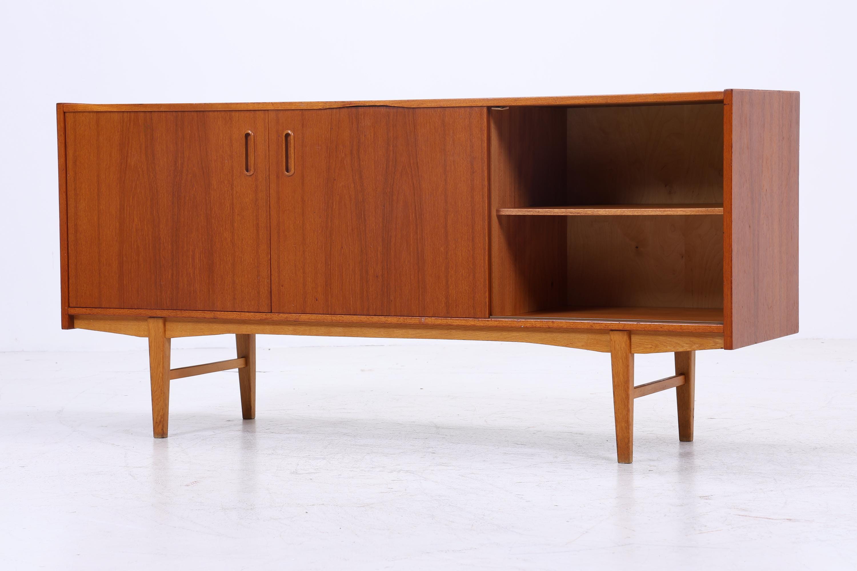 Vintage Teak Sideboard 60er Jahre | Mid Century TV Board mit Schubladen & Schiebetüren Retro Holz Aufbewahrung