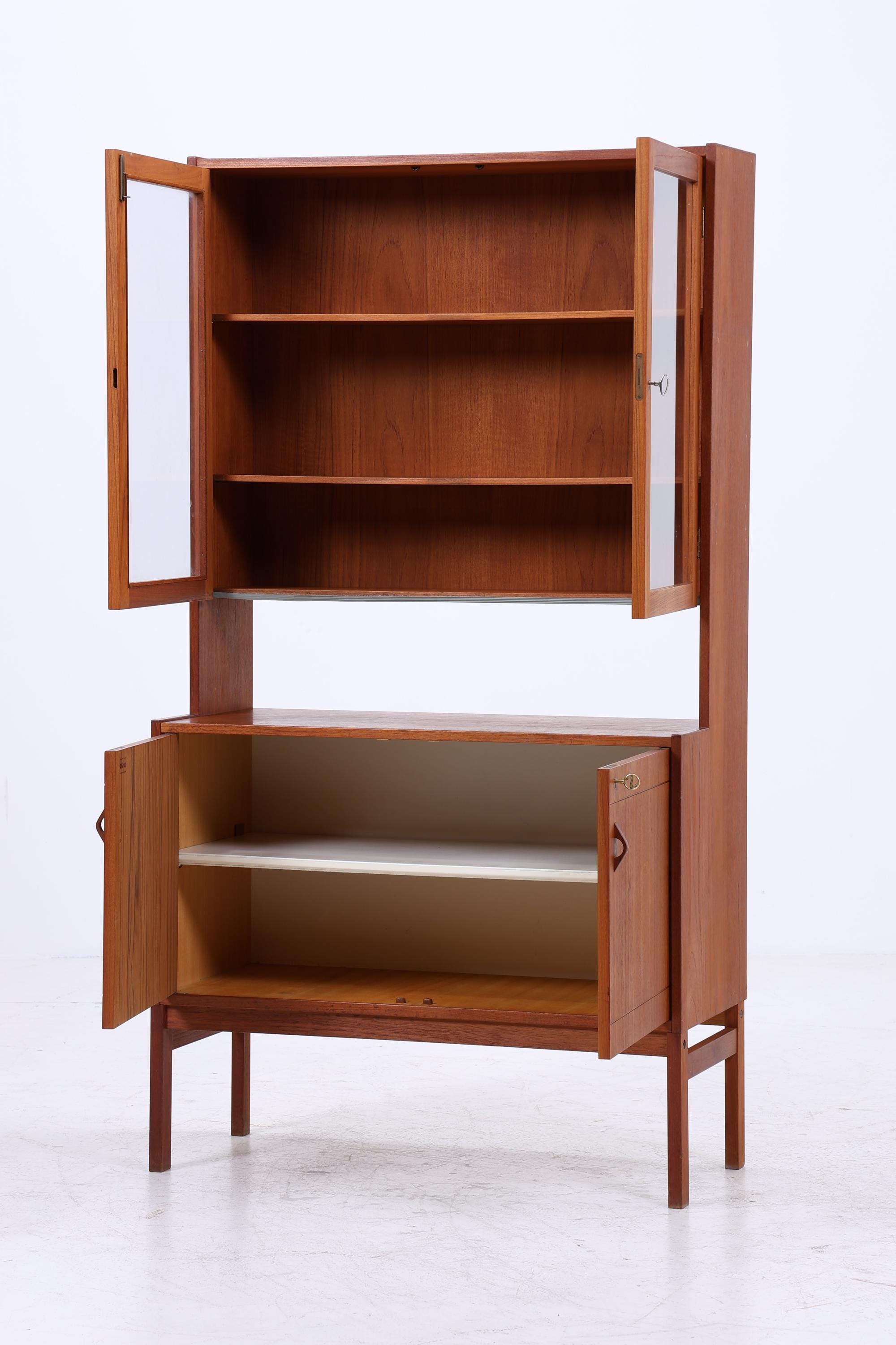 Vintage Teak Vitrine 60er Jahre | Mid Century Schrank Retro Regal Holz Aufbewahrung