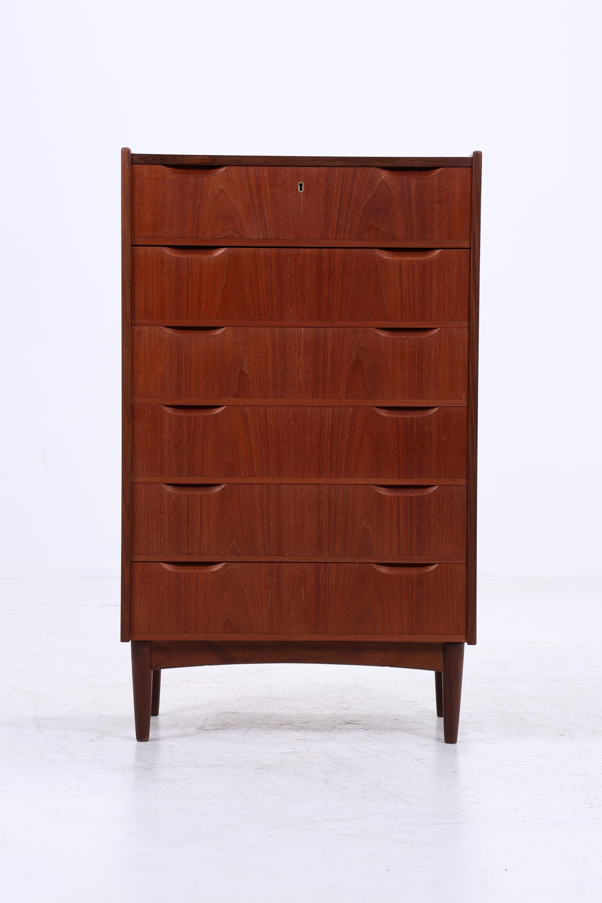 Vintage Teak Schubladen Kommode | Danish Design Mid Century Schrank Holz Aufbewahrung 60er Jahre