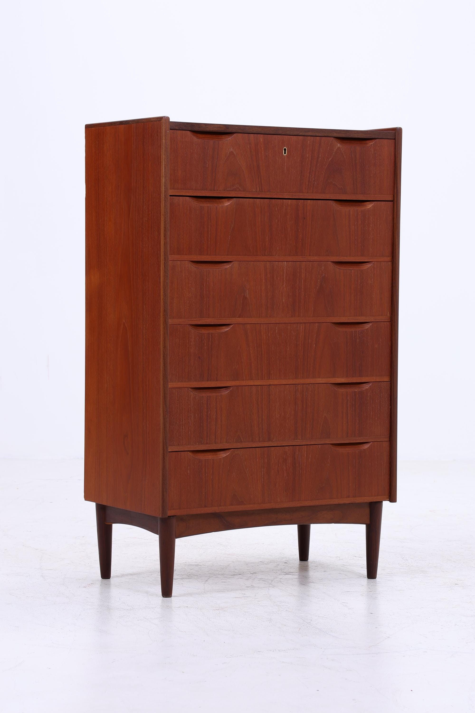Vintage Teak Schubladen Kommode | Danish Design Mid Century Schrank Holz Aufbewahrung 60er Jahre