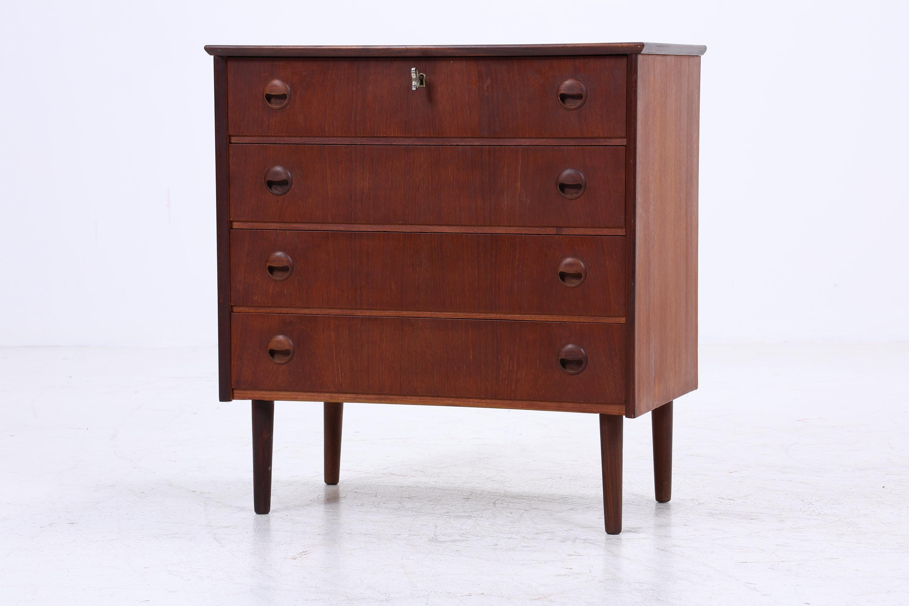 Vintage Teak Schubladen Kommode | Mid Century Schubladen Schrank | Holz Aufbewahrung 60er 70er Jahre