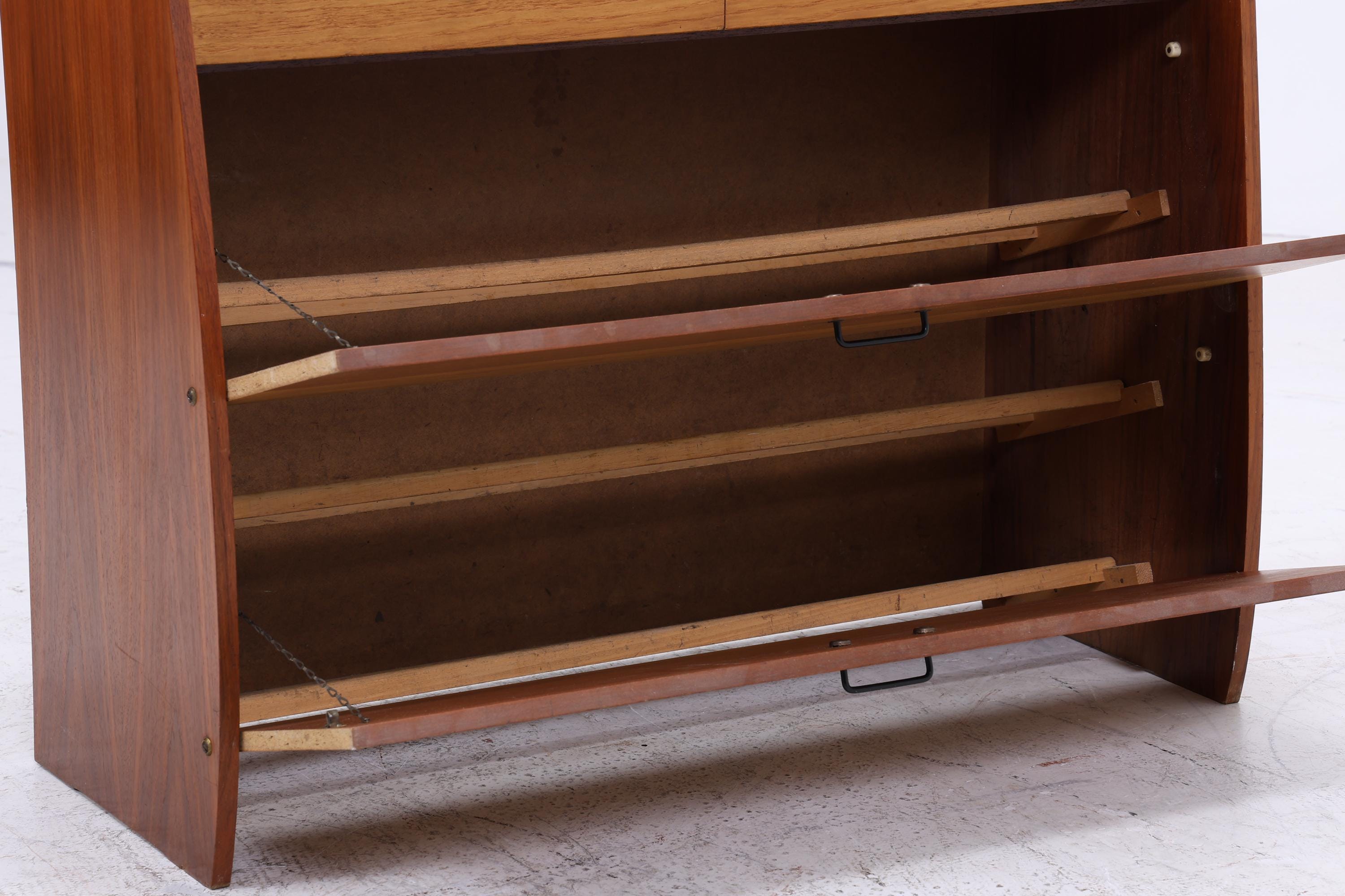 Vintage Schuhkommode aus den 60er Jahren | Mid Century Schrank Kommode mit Schubladen Retro Schuhschrank Flur Holz Aufbewahrung