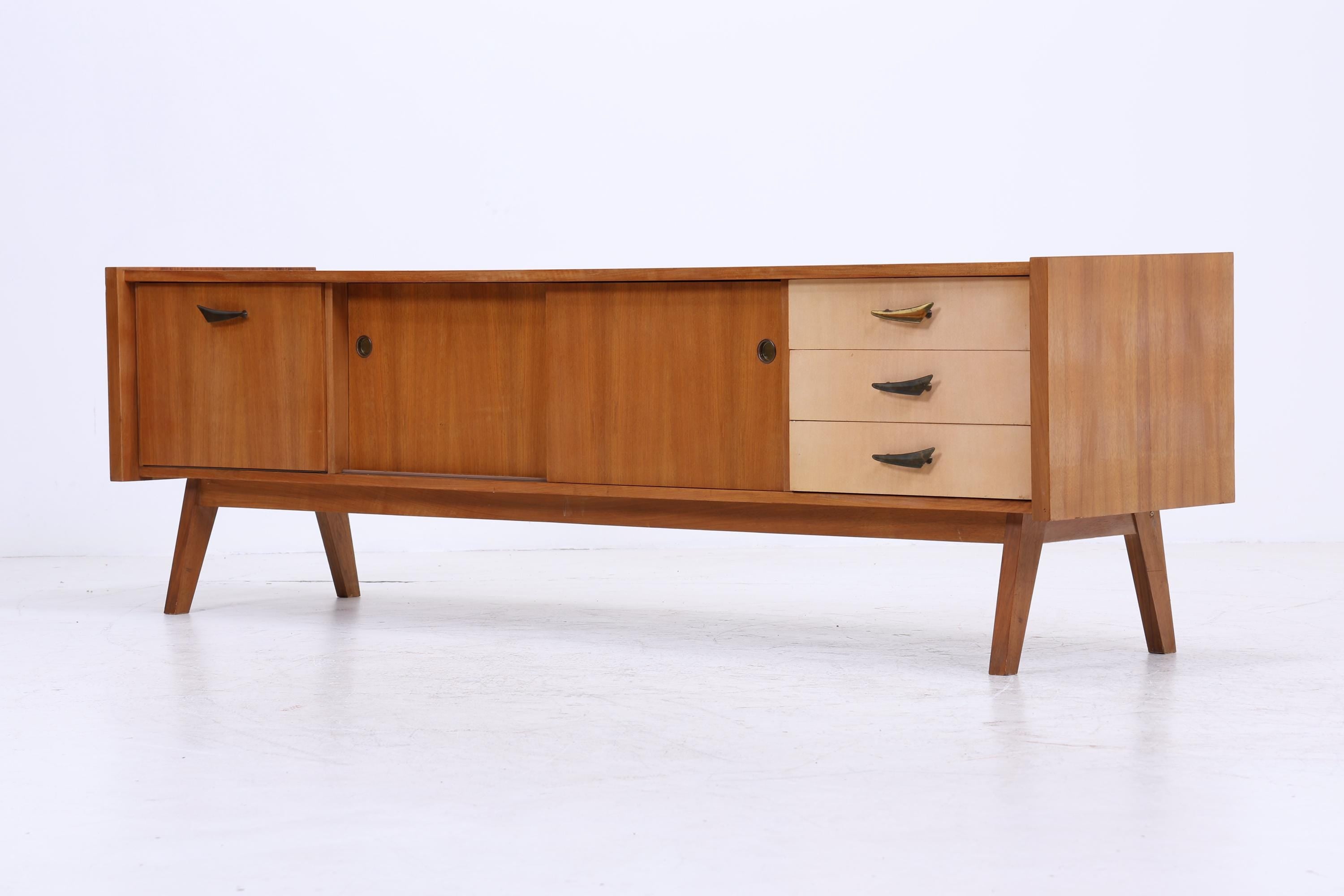 Vintage Lowboard 60er Jahre | Mid Century Sideboard mit Schubladen & Fächern Retro Holz Aufbewahrung
