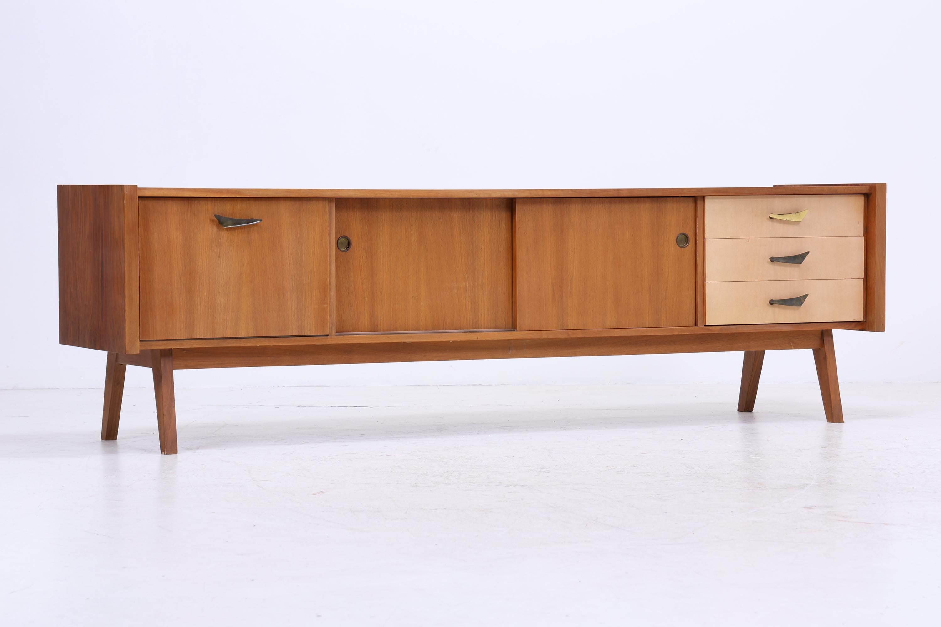 Vintage Lowboard 60er Jahre | Mid Century Sideboard mit Schubladen & Fächern Retro Holz Aufbewahrung