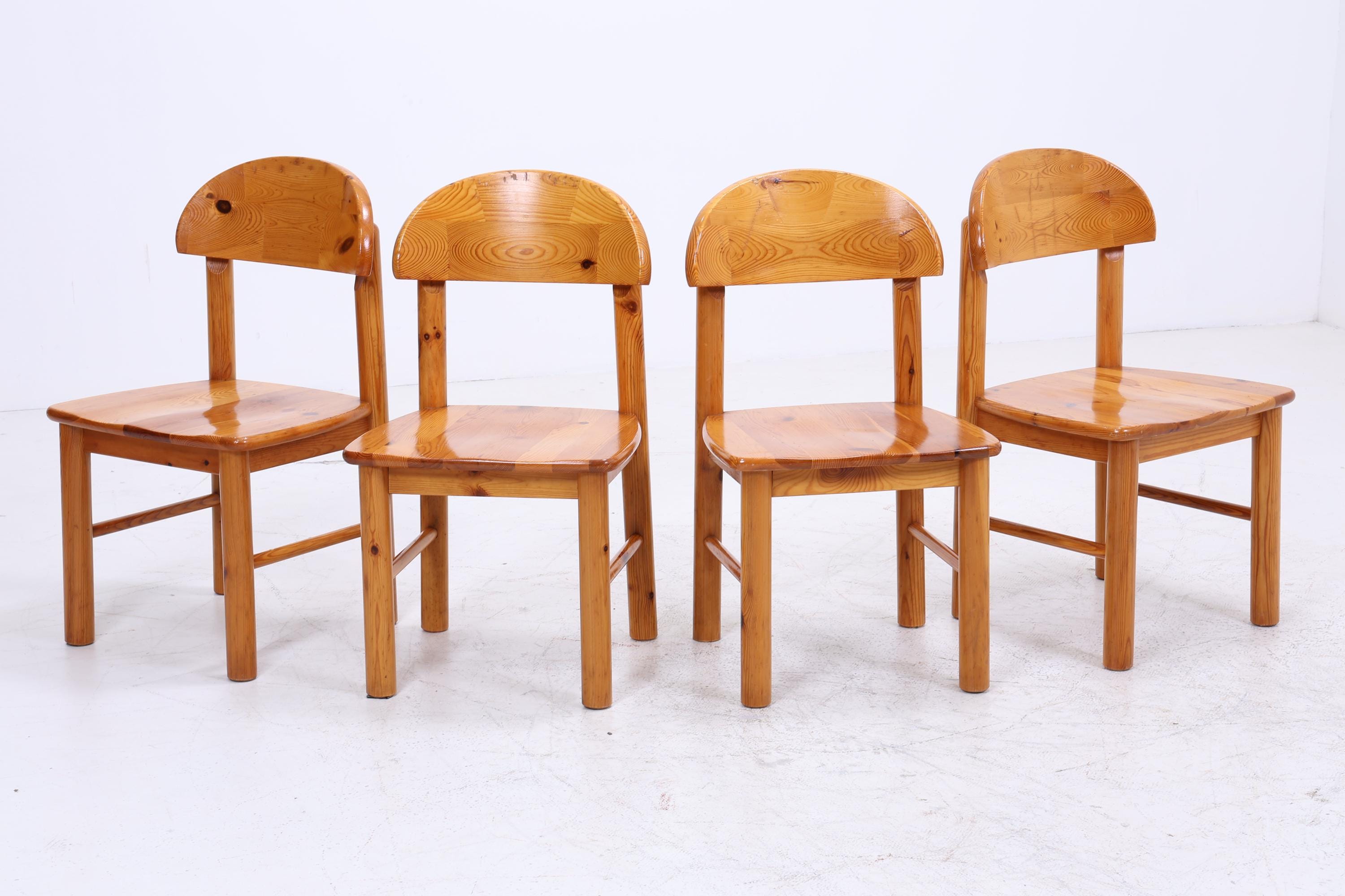 4er Set Holzstühle von Rainer Daumiller, 1970er | Mid Century Küchen Stuhl Esszimmerstühle Vintage Retro