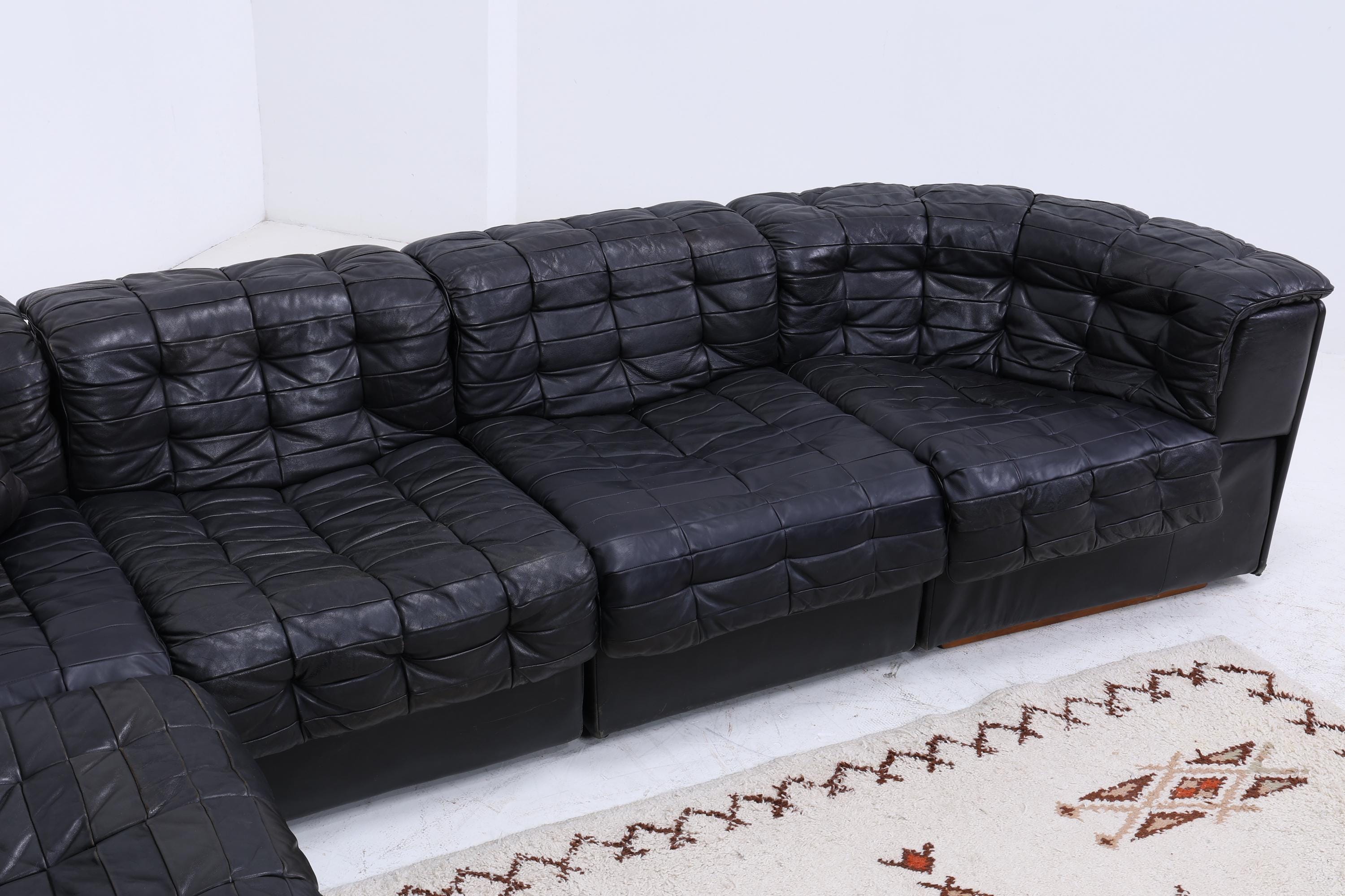 Desede DS11 Vintage Modular Leder Sofa | Mid Century Couch Lounge Schwarz Retro 60er