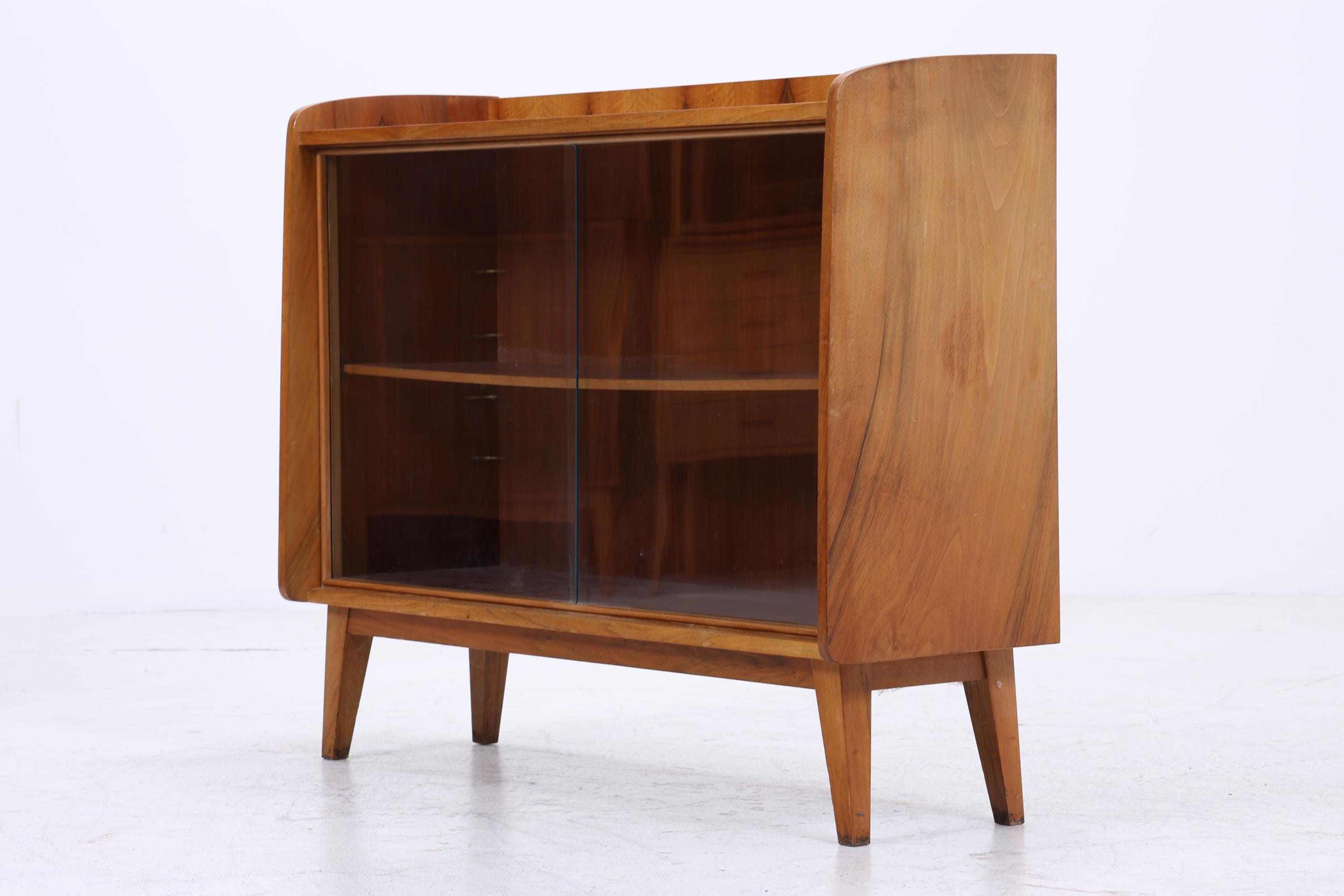 Vintage Kommode mit Glastüren 60er Jahre | Mid Century Vitrine Flur Schrank | Retro 70er Holz
