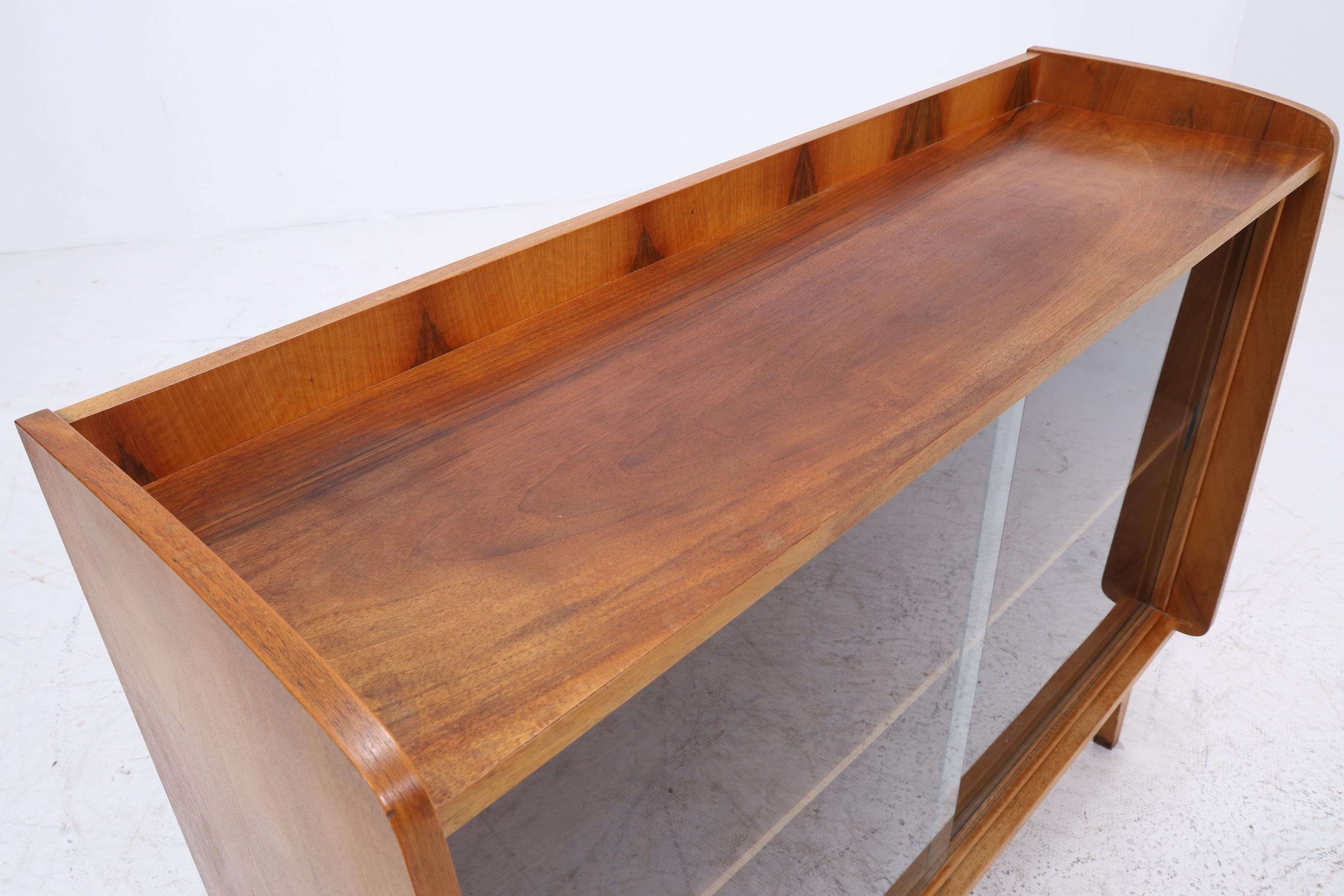 Vintage Kommode mit Glastüren 60er Jahre | Mid Century Vitrine Flur Schrank | Retro 70er Holz