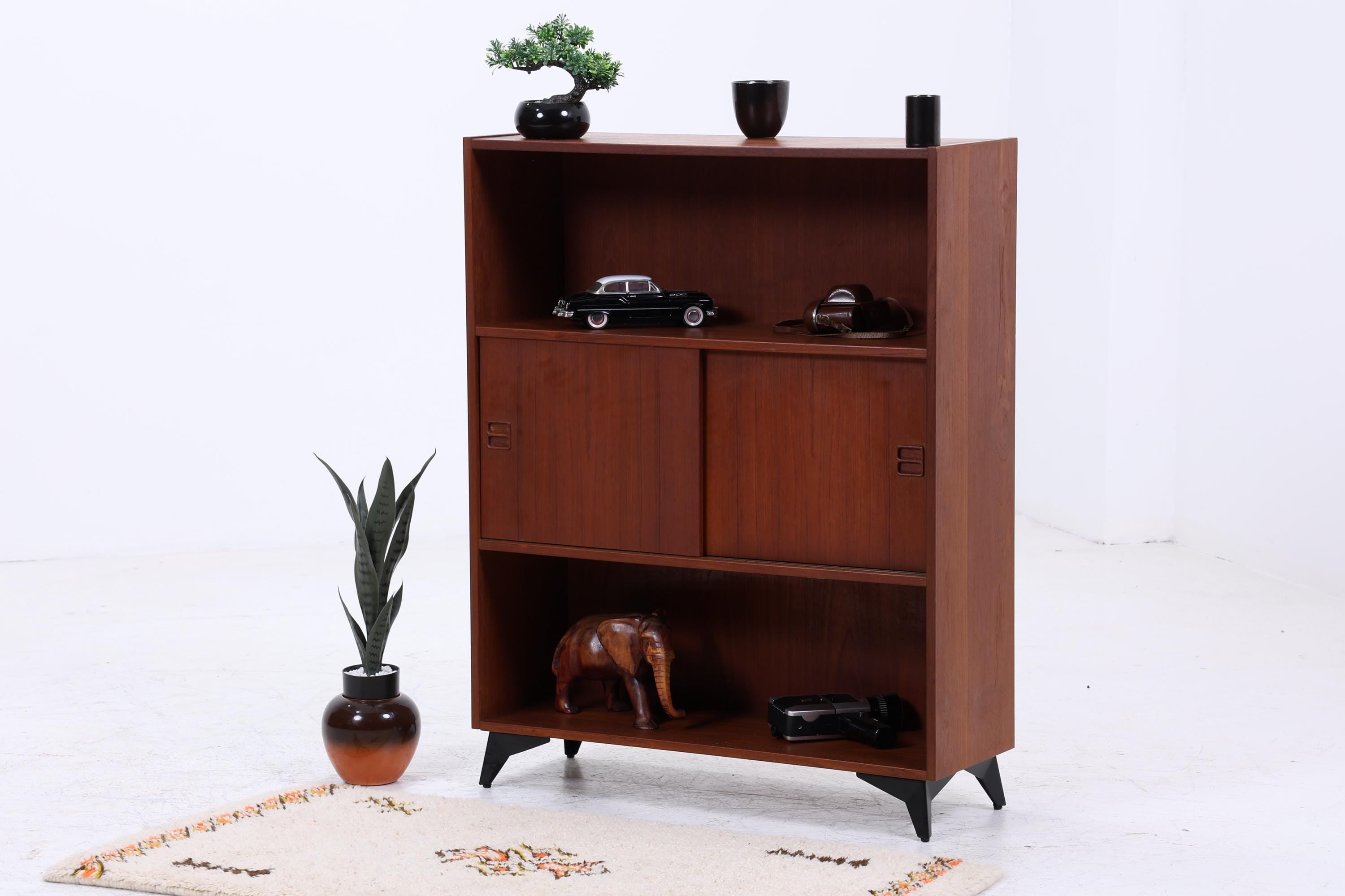 Vintage Teak Regal 60er Jahre | Mid Century Bücherregal Retro Schrank Holz Aufbewahrung
