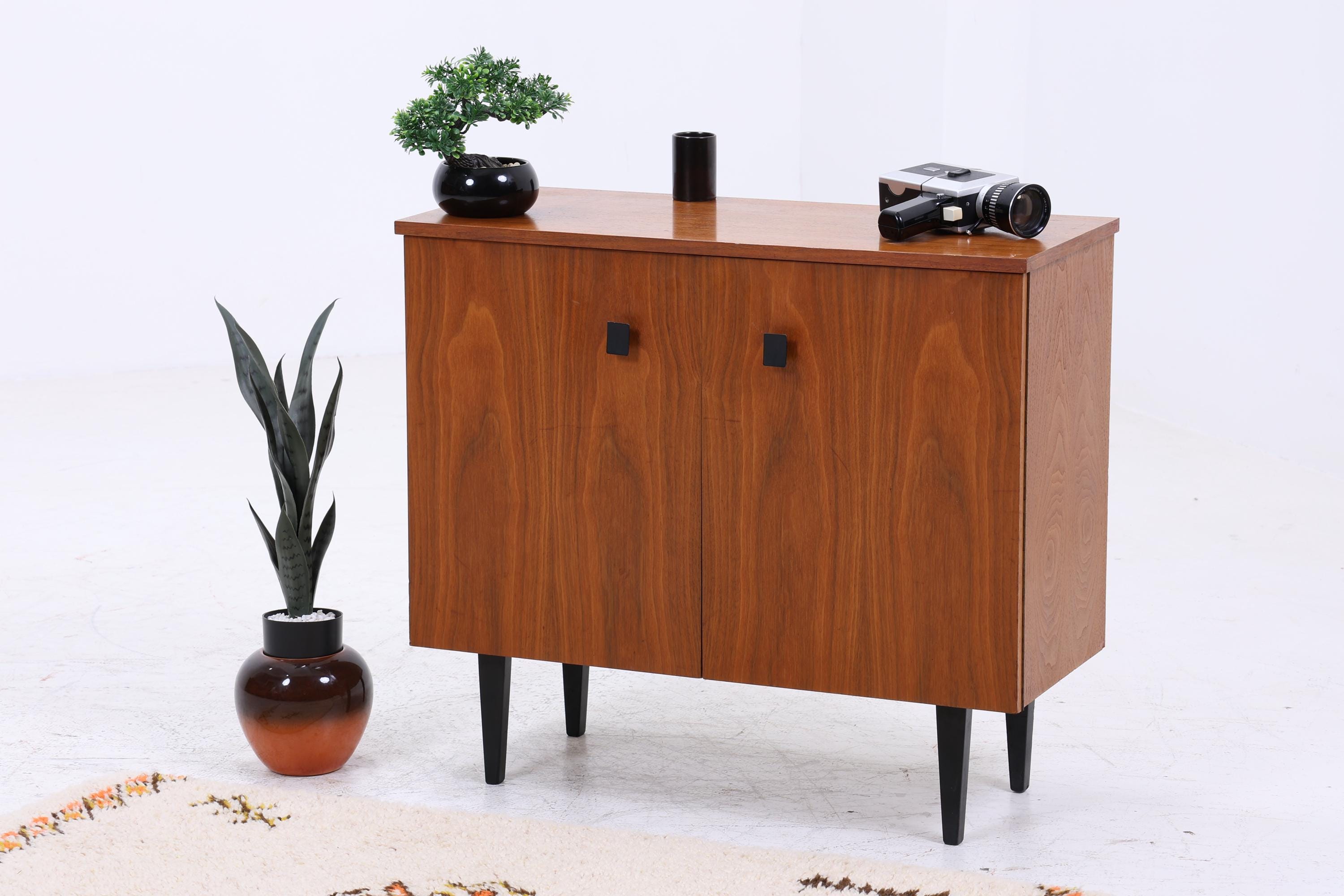 Vintage Schuhkommode 60er Jahre | Mid Century Kommode Schrank 60er Jahre Aufbewahrung Retro 70er Holz