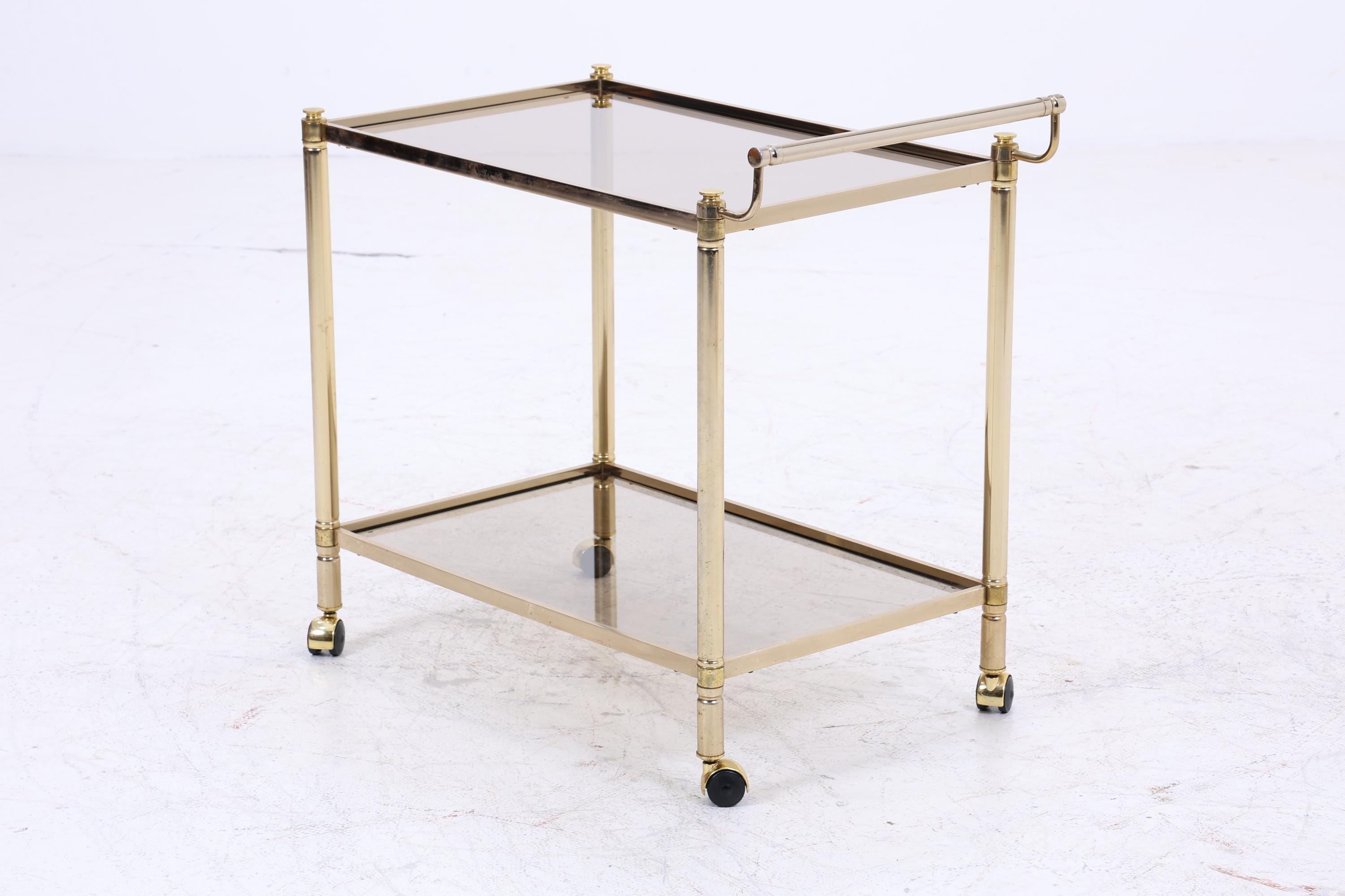 Vintage Glas Servierwagen aus den 60ern | Mid Century Tisch Telefontisch Beistelltisch Retro