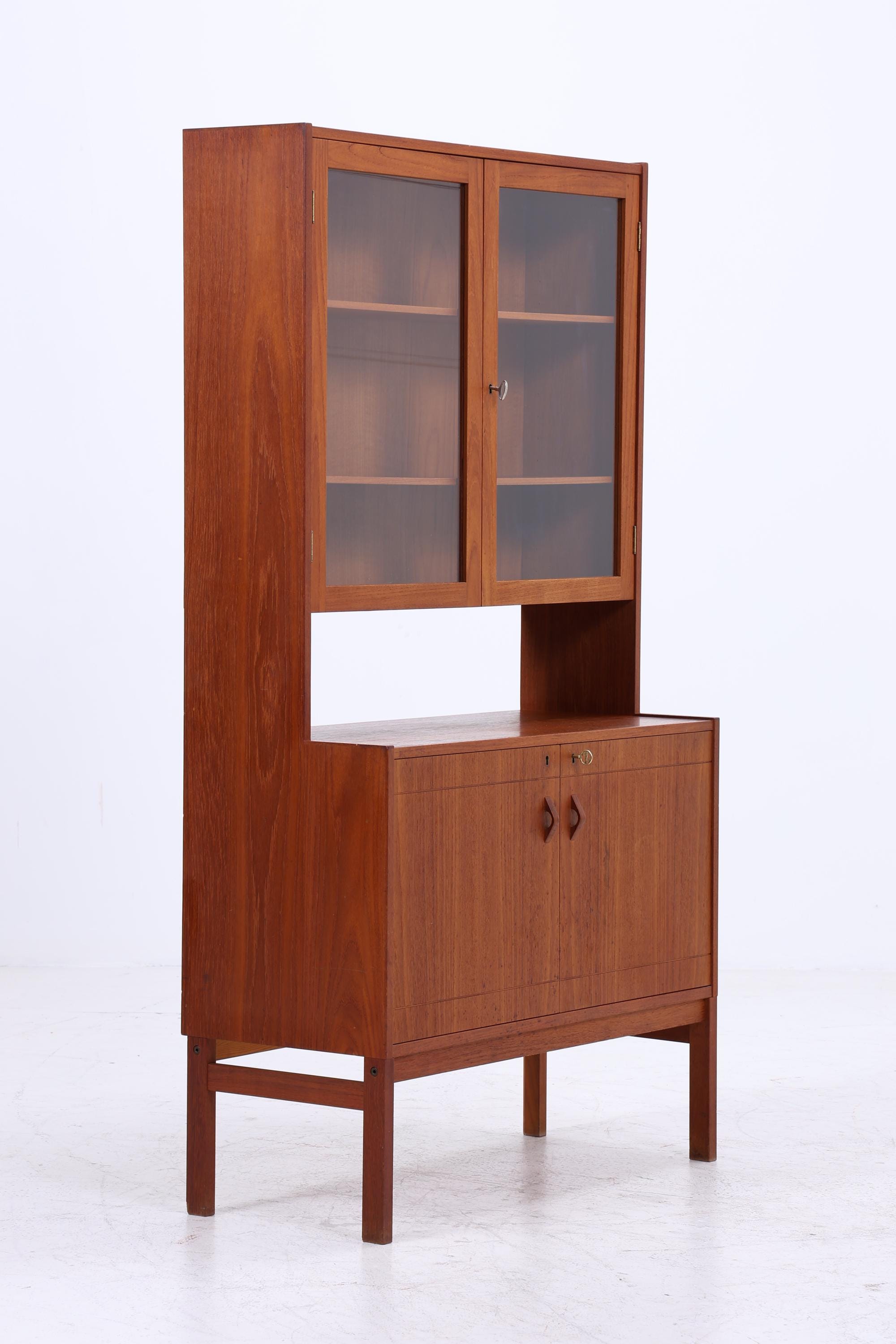 Vintage Teak Vitrine 60er Jahre | Mid Century Schrank Retro Regal Holz Aufbewahrung