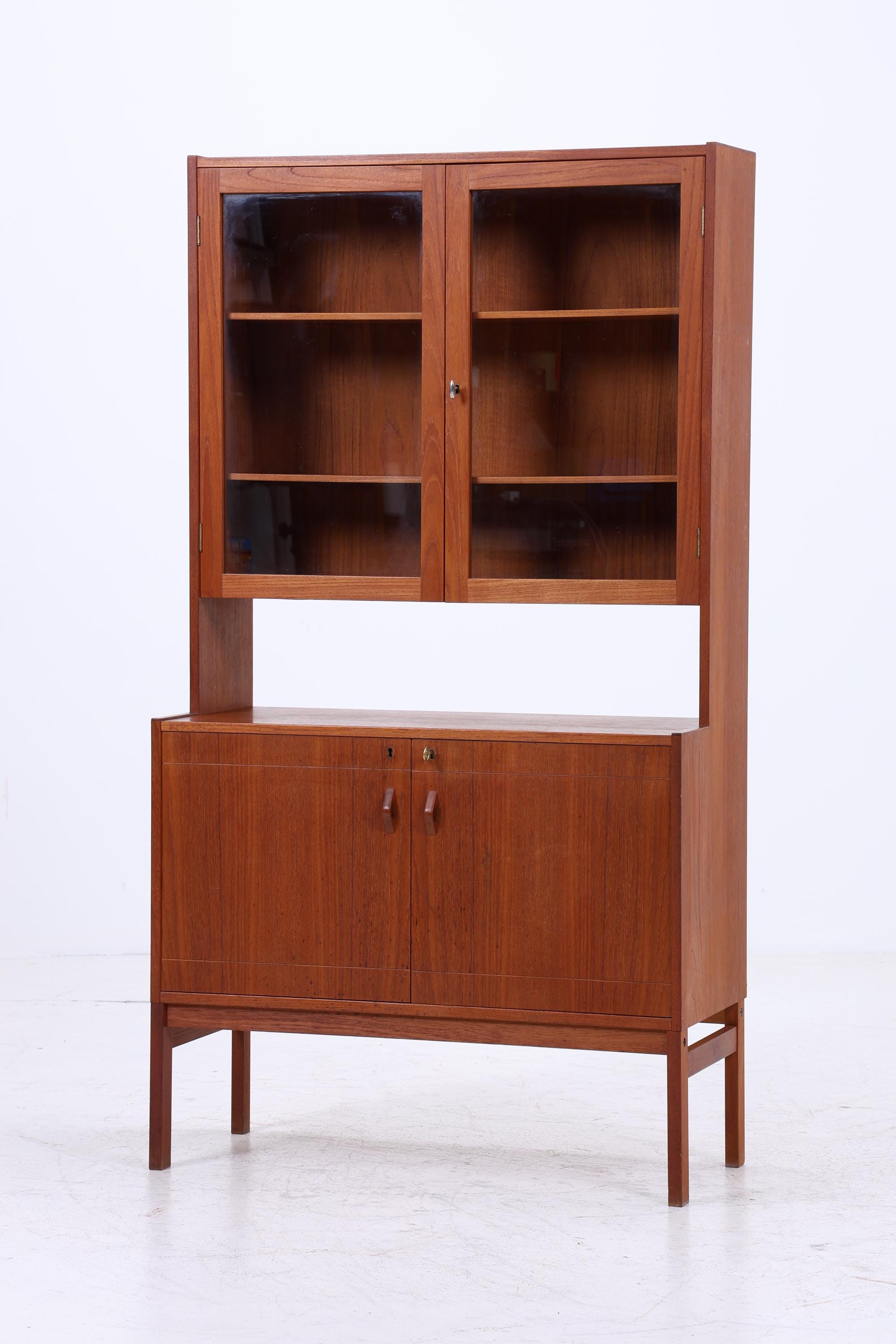 Vintage Teak Vitrine 60er Jahre | Mid Century Schrank Retro Regal Holz Aufbewahrung