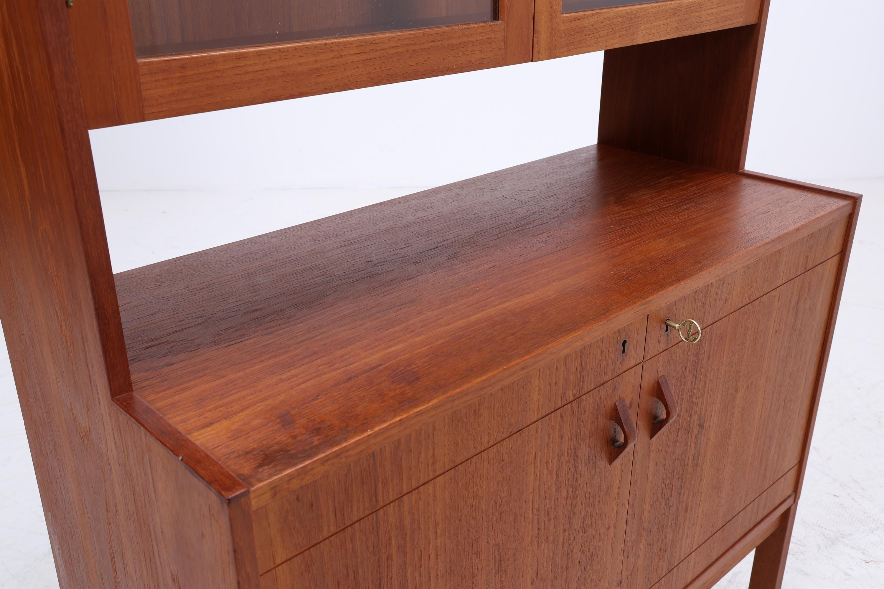 Vintage Teak Vitrine 60er Jahre | Mid Century Schrank Retro Regal Holz Aufbewahrung