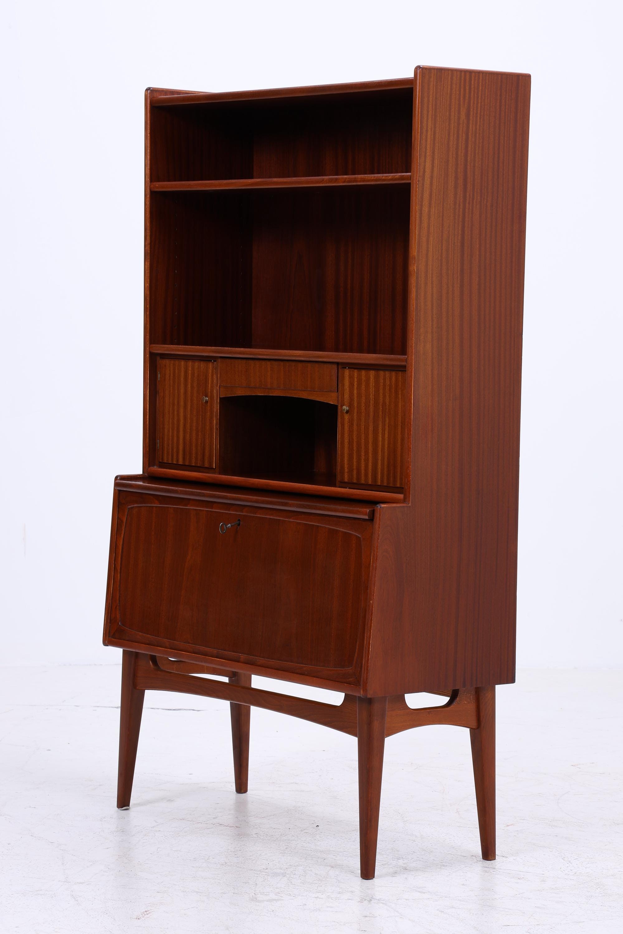 Vintage Mahagoni Regal Möbelfabrik Treman 60er Jahre | Mid Century Schrank Retro Sekretär Holz Aufbewahrung
