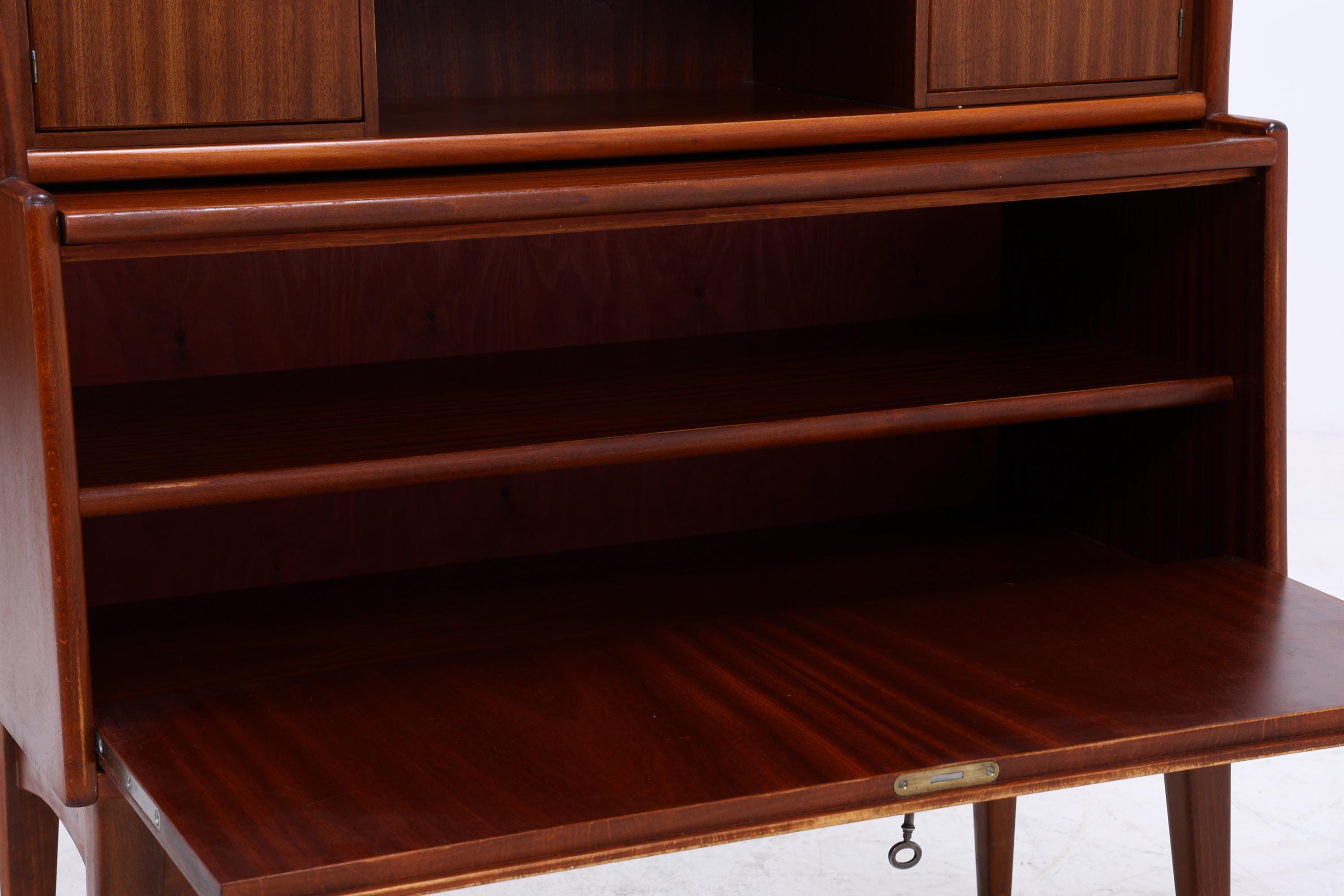 Vintage Mahagoni Regal Möbelfabrik Treman 60er Jahre | Mid Century Schrank Retro Sekretär Holz Aufbewahrung