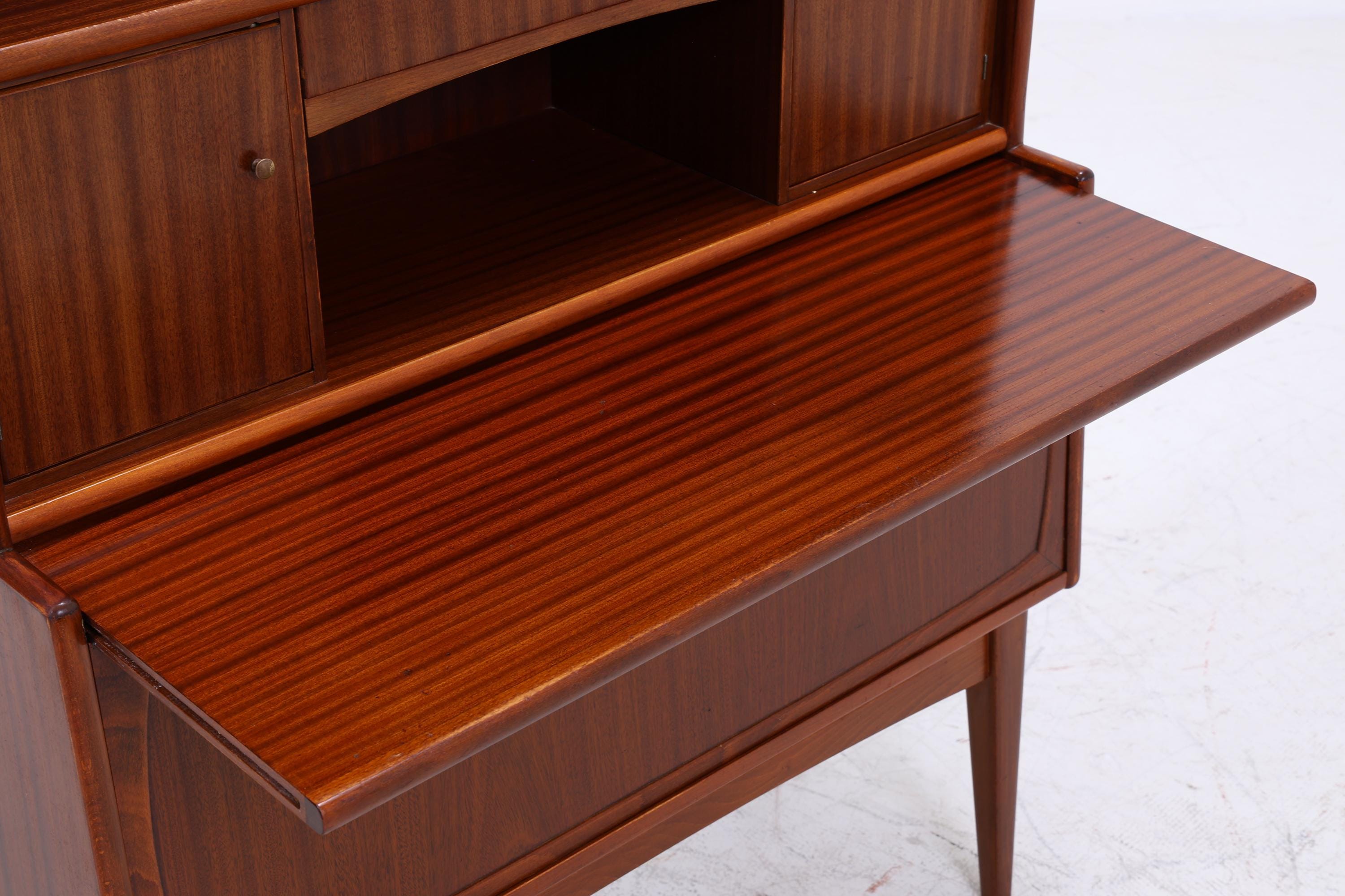 Vintage Mahagoni Regal Möbelfabrik Treman 60er Jahre | Mid Century Schrank Retro Sekretär Holz Aufbewahrung
