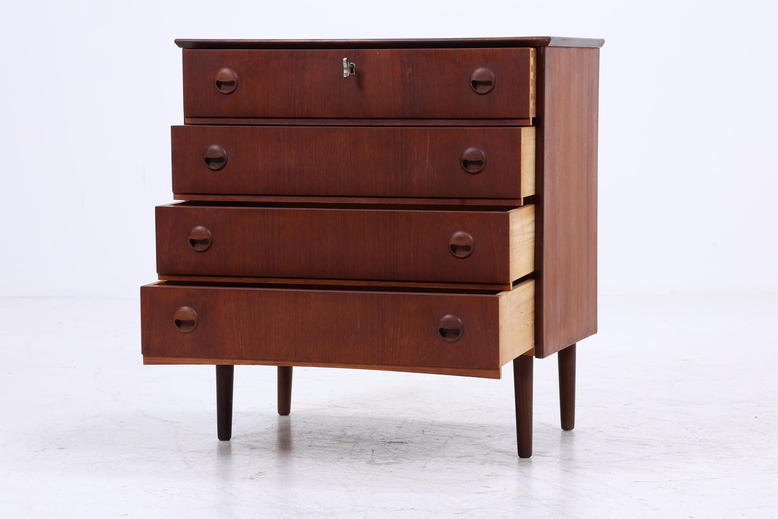 Vintage Teak Schubladen Kommode | Mid Century Schubladen Schrank | Holz Aufbewahrung 60er 70er Jahre