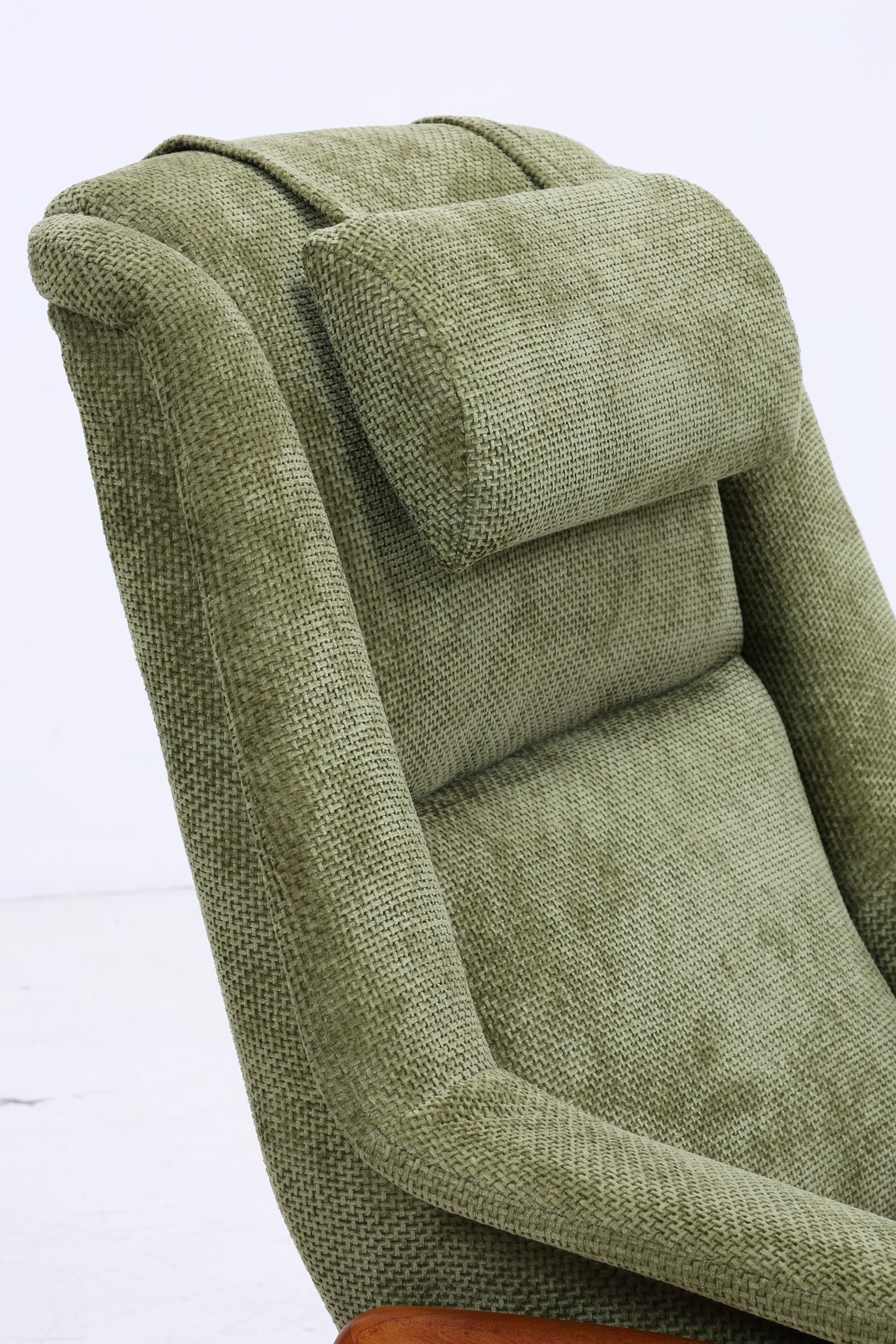 Vintage Teak Sessel von Folke Ohlsson für Dux, Grüner Polstersessel, Schaukel Lounge-Sessel mit Armlehnen, Mid-Century Danish Design