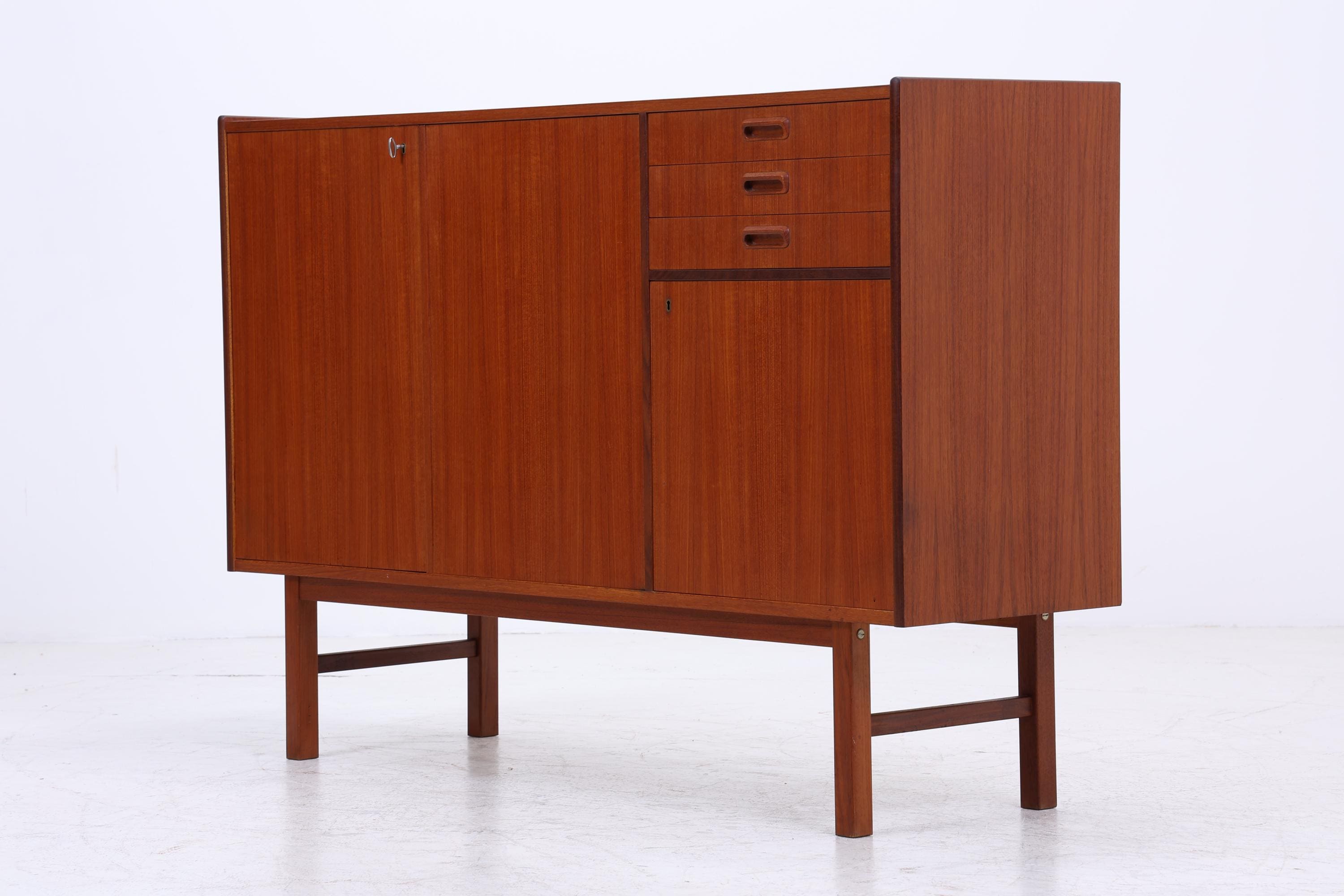 Vintage Teak Highboard 60er Jahre | Mid Century Sideboard Schubladen Schrank Holz Aufbewahrung