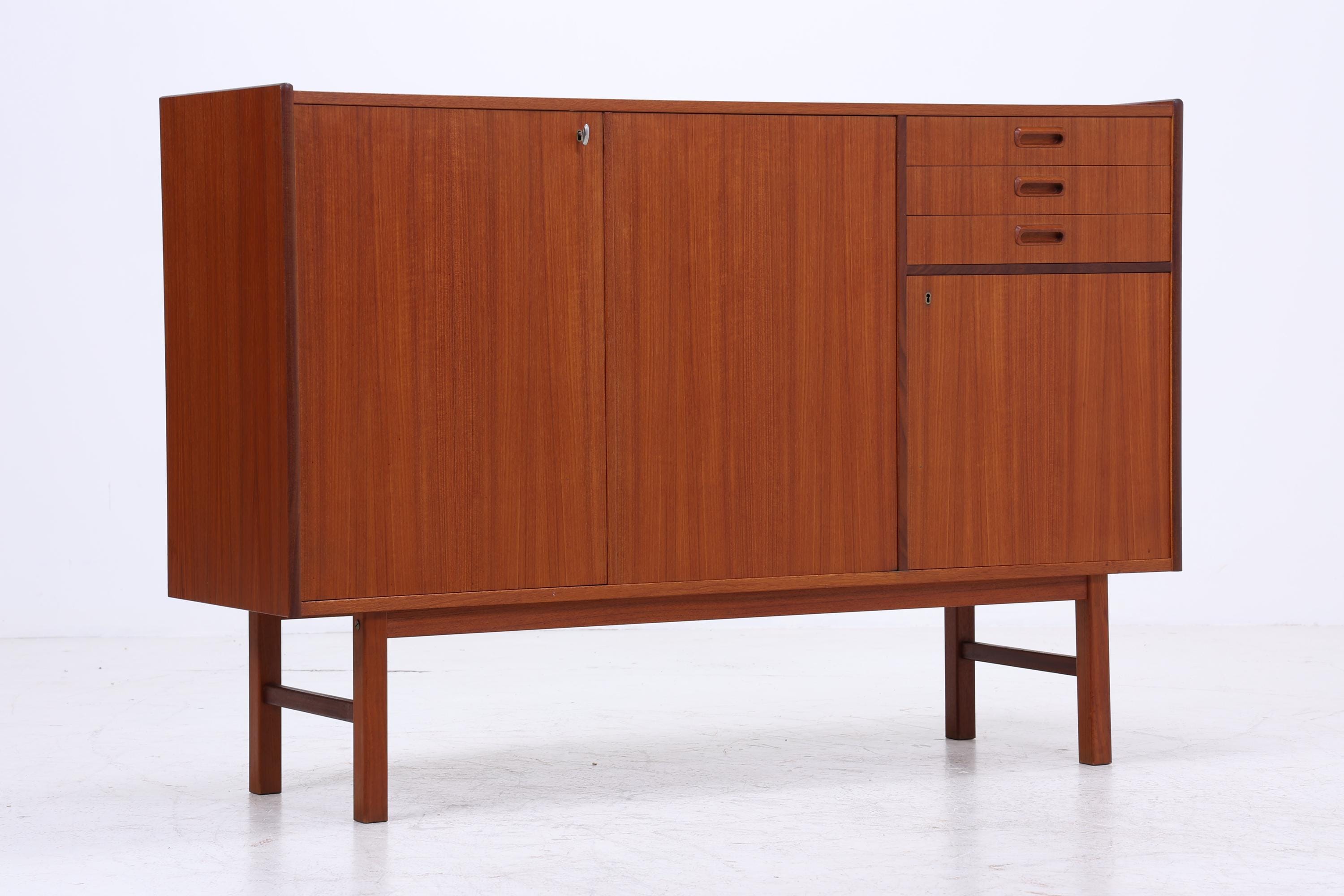 Vintage Teak Highboard 60er Jahre | Mid Century Sideboard Schubladen Schrank Holz Aufbewahrung