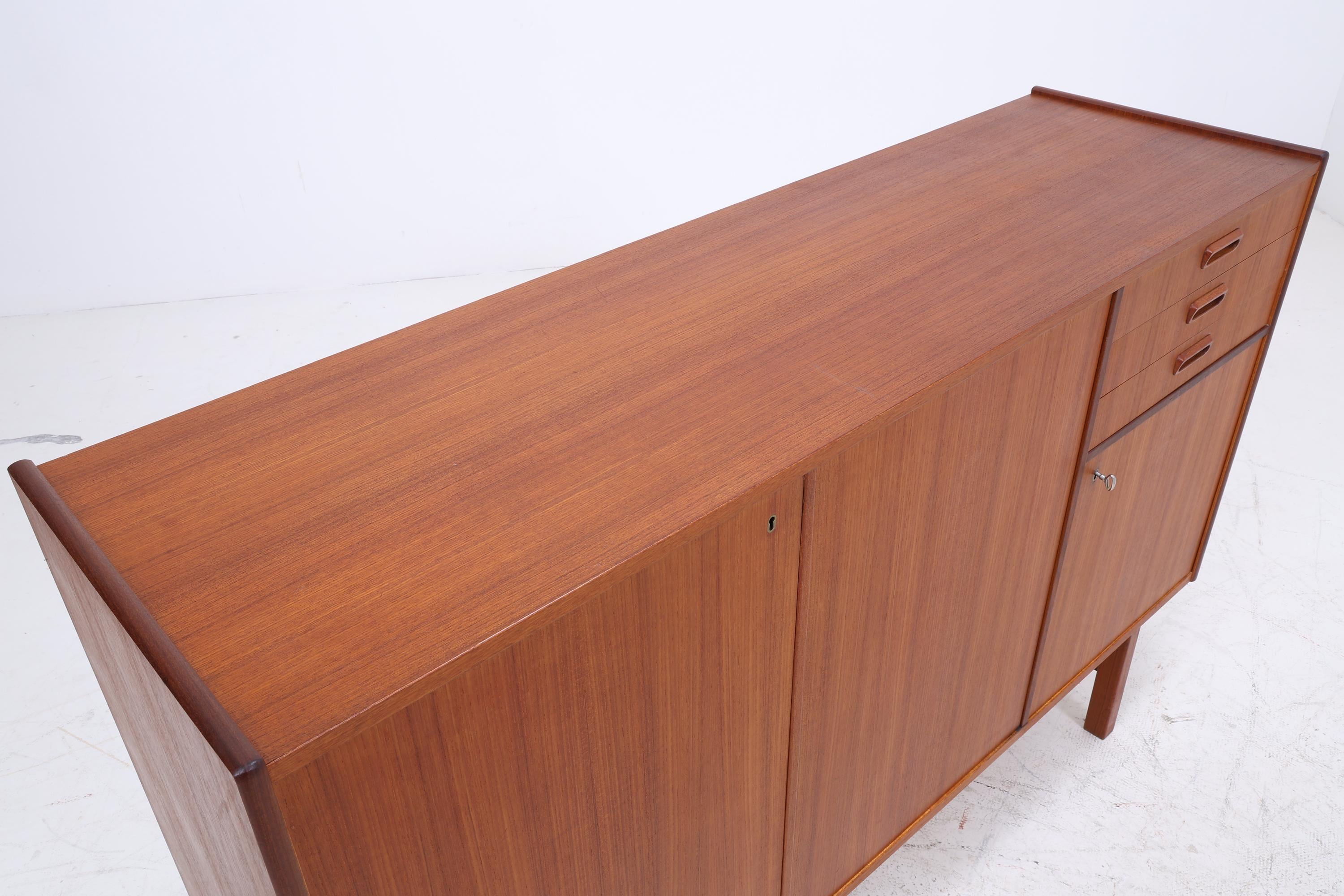 Vintage Teak Highboard 60er Jahre | Mid Century Sideboard Schubladen Schrank Holz Aufbewahrung