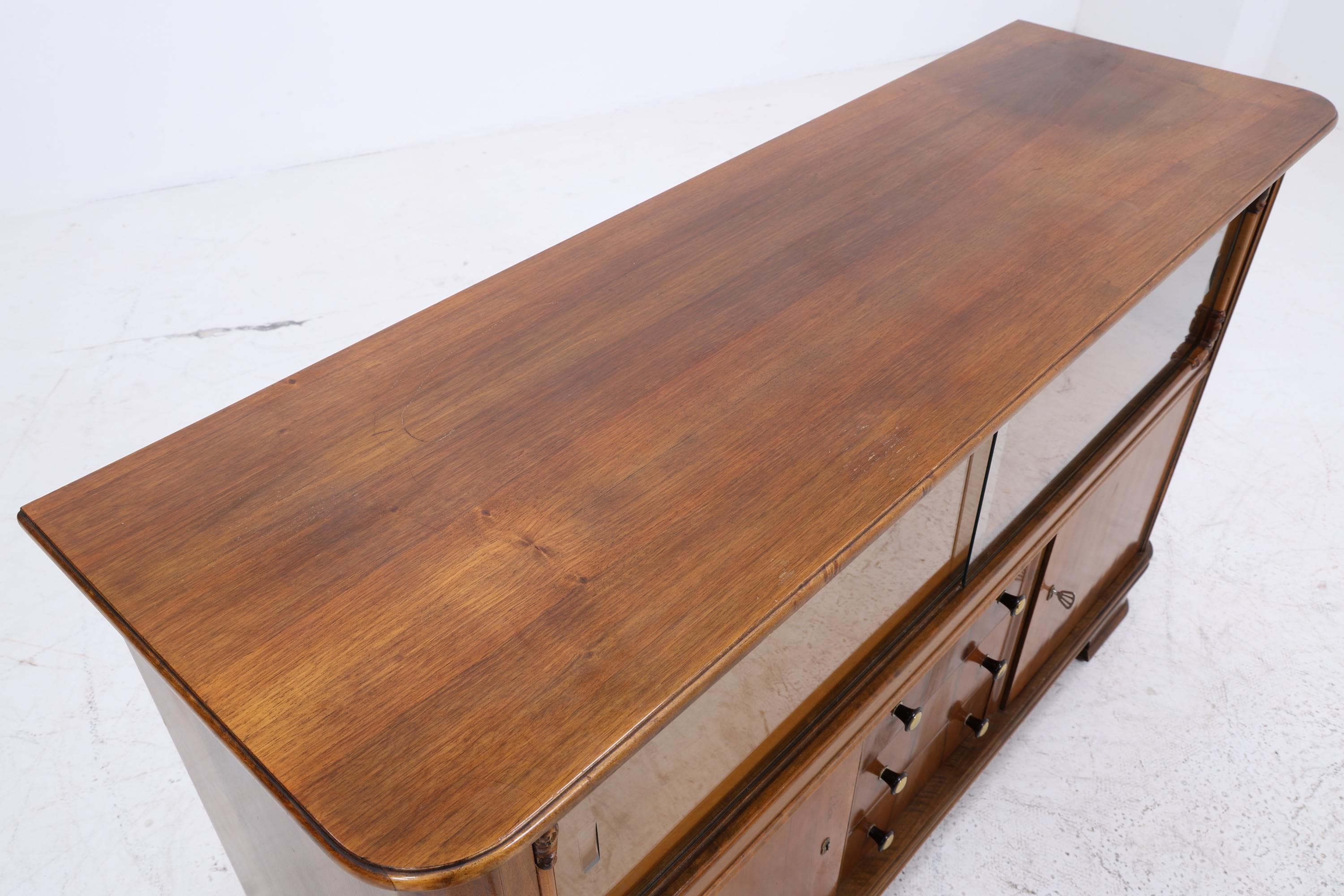 Vintage Kommode mit Glastüren | Antik Vitrine Flur Schrank | Holz Aufbewahrung