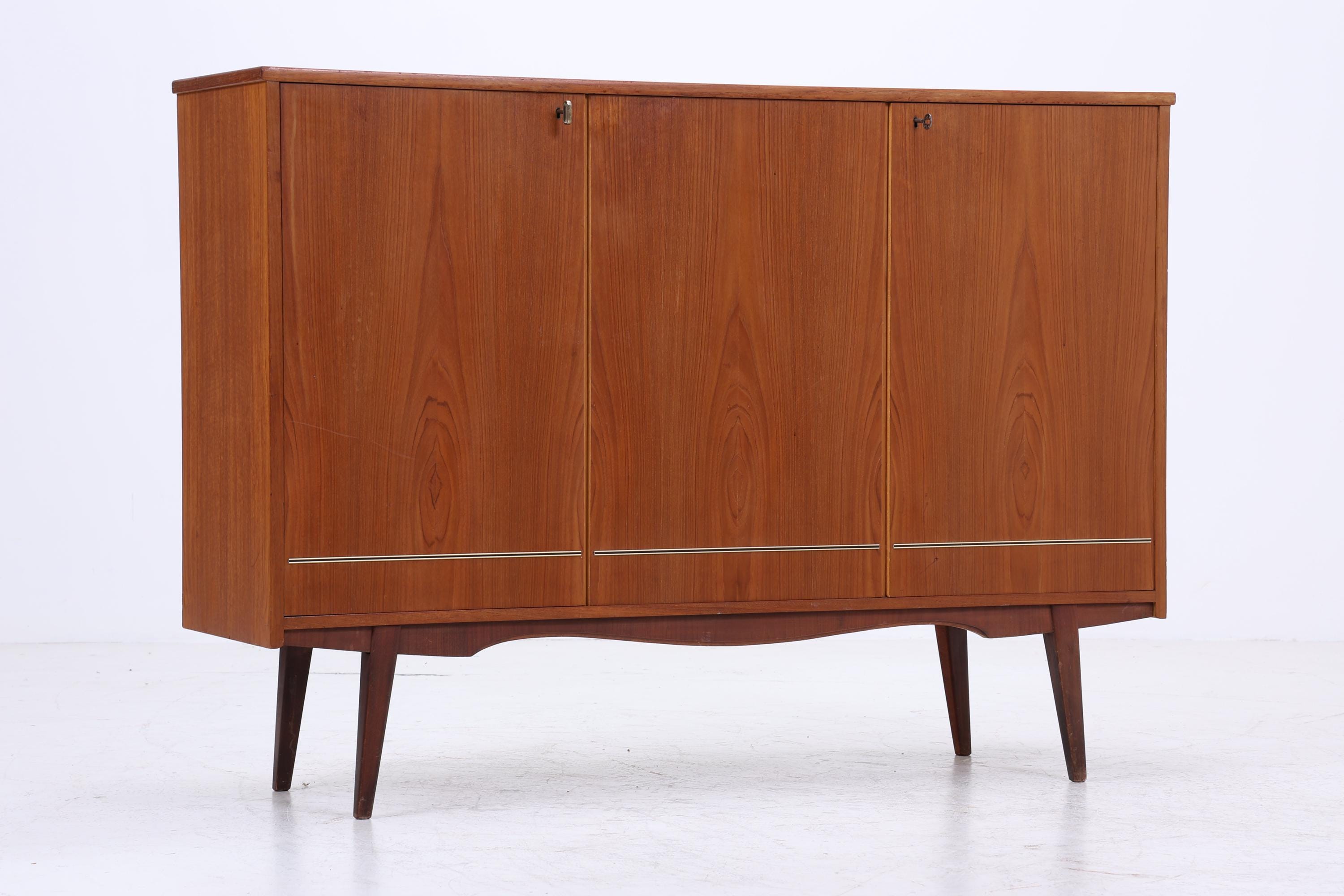 Vintage Teak Highboard 60er Jahre | Mid Century Sideboard Schrank Holz Aufbewahrung