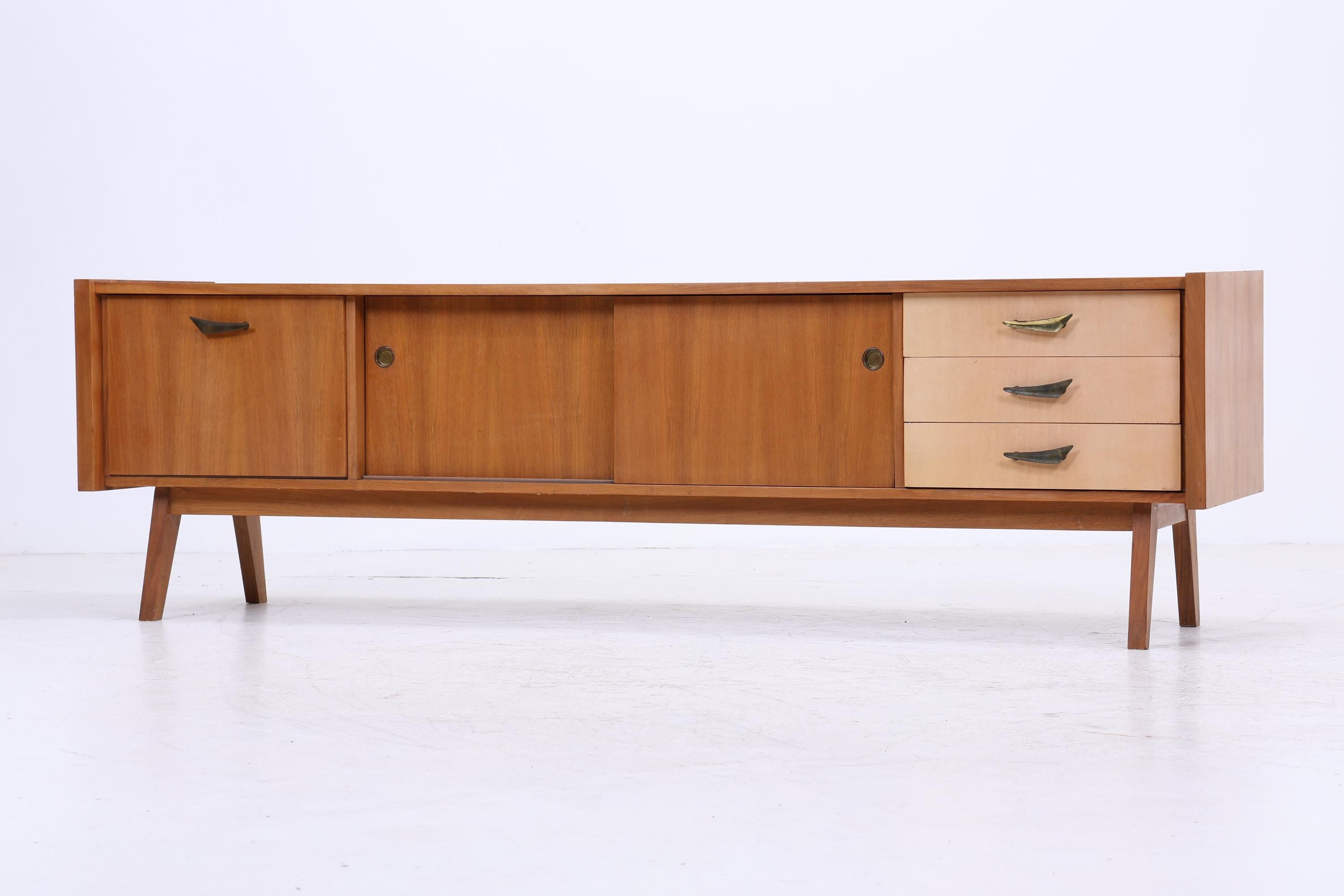 Vintage Lowboard 60er Jahre | Mid Century Sideboard mit Schubladen & Fächern Retro Holz Aufbewahrung