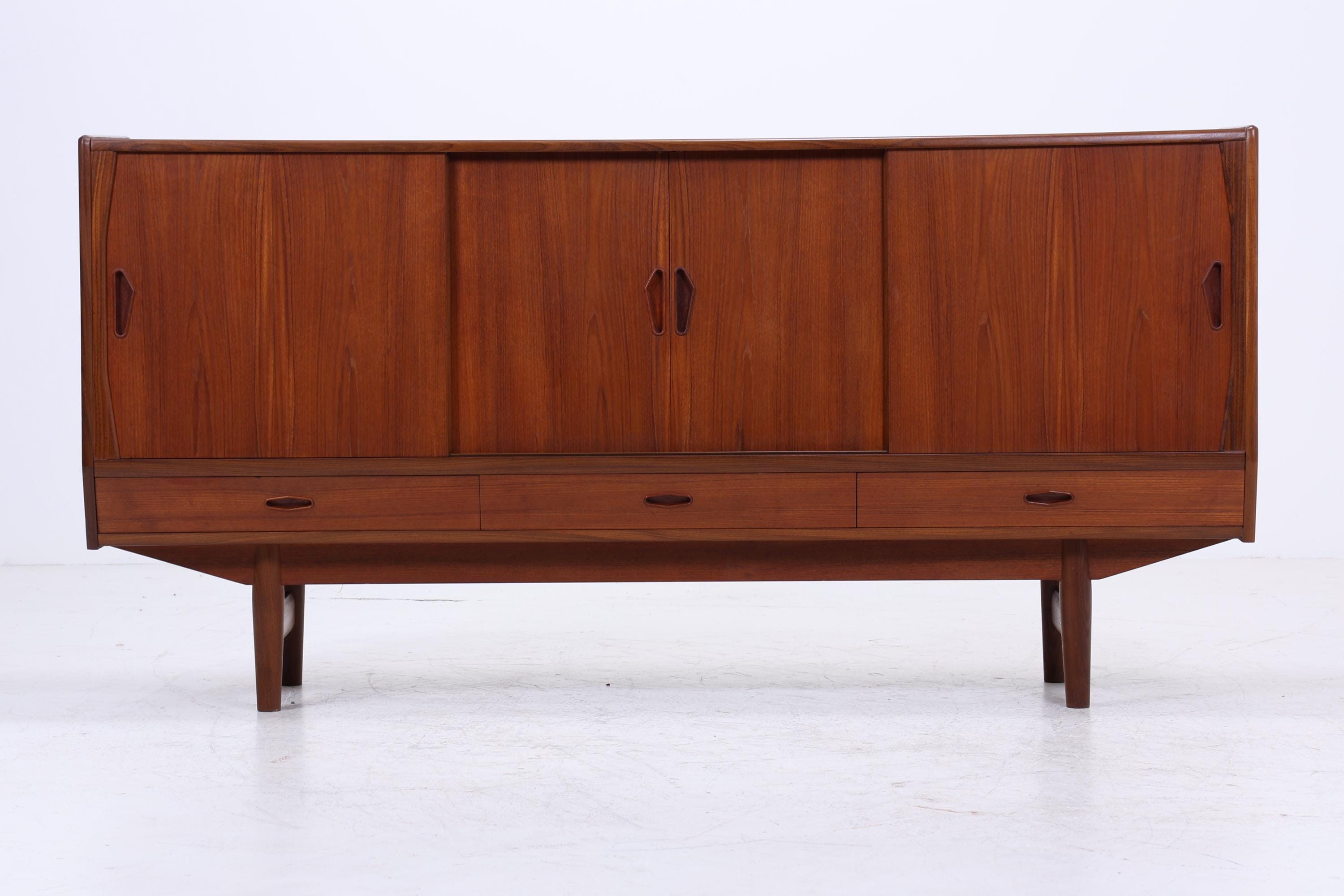Vintage Teak Sideboard 60er Jahre Danish Design | Mid Century Anrichte mit Schubladen & Fächern Retro Holz Aufbewahrung