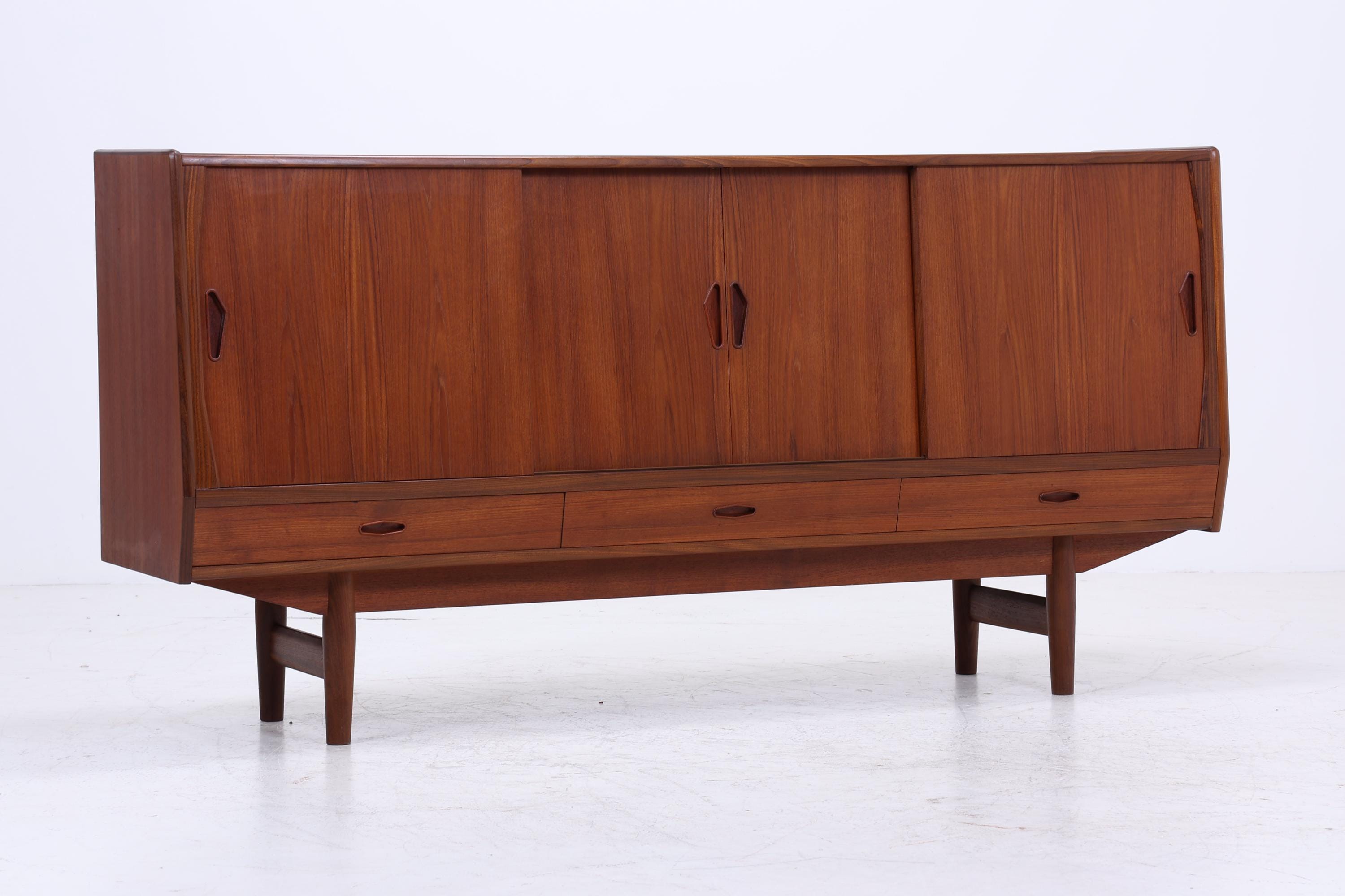 Vintage Teak Sideboard 60er Jahre Danish Design | Mid Century Anrichte mit Schubladen & Fächern Retro Holz Aufbewahrung