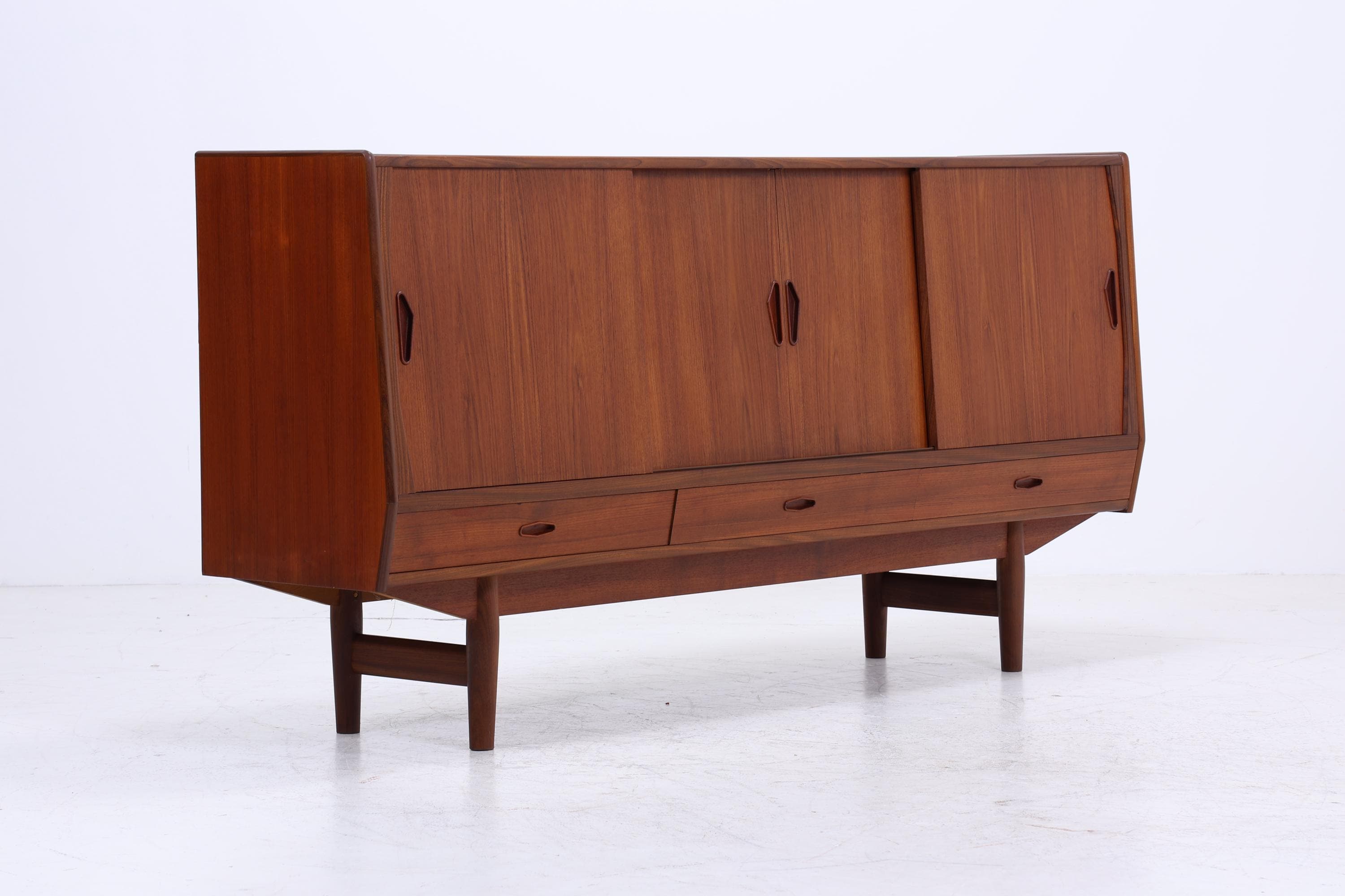 Vintage Teak Sideboard 60er Jahre Danish Design | Mid Century Anrichte mit Schubladen & Fächern Retro Holz Aufbewahrung