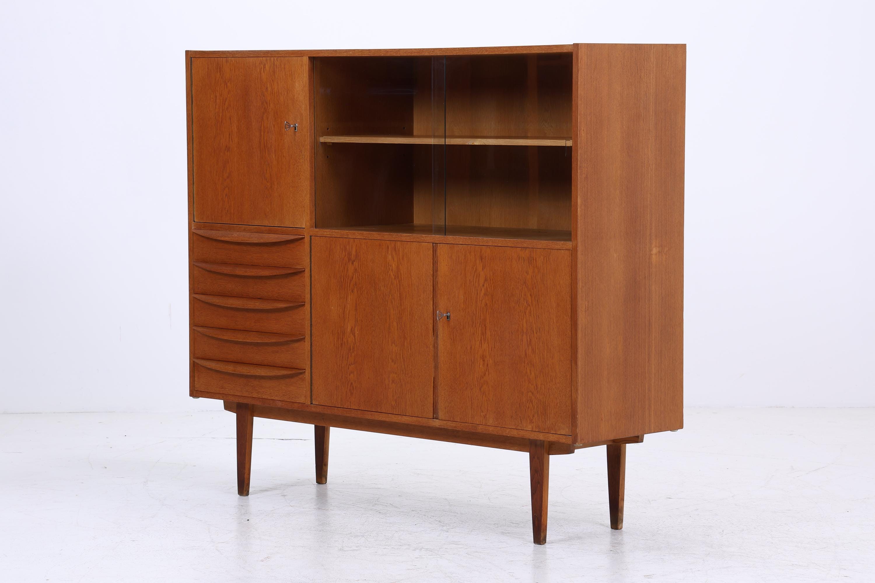 Hellerau Vintage Vitrineaus Eiche | Mid Century Highboard Serie 602 Franz Ehrlich Schrankwand Schrank Aufbewahrung